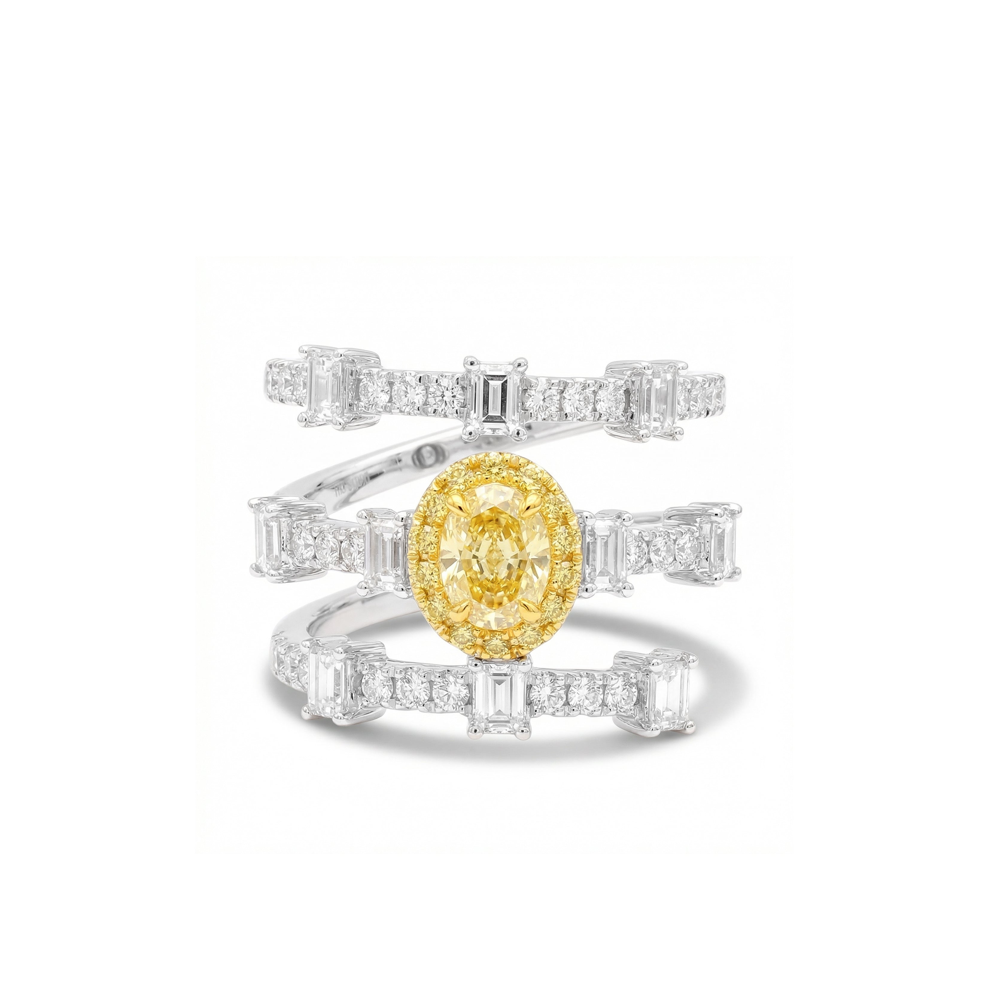 Natural Yellow Oval Diamond Spiral Ring | GIA Certified
