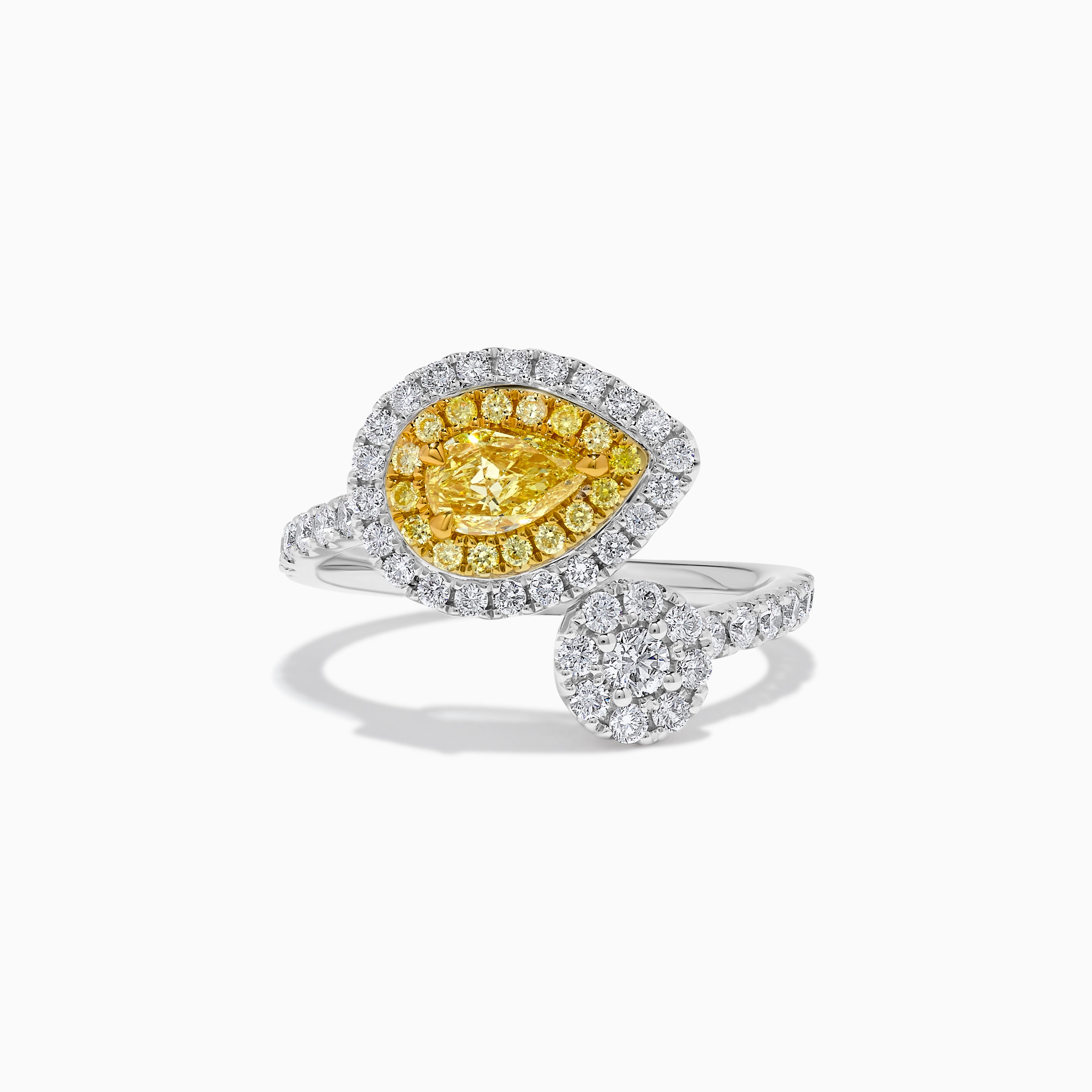 GIA Yellow Pear Diamond & White Diamond Ring JR01217H