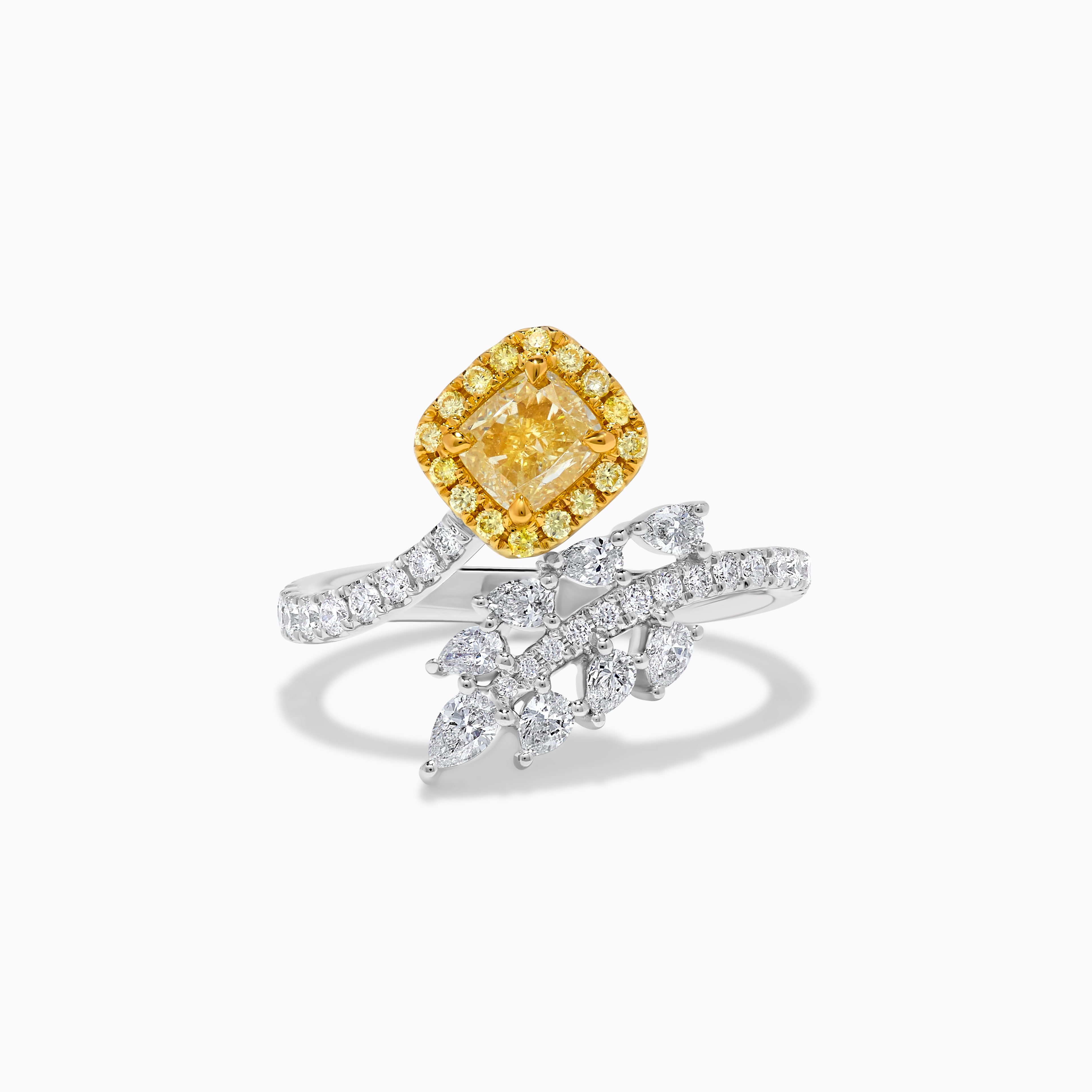 GIA Yellow Cushion Cut & White Diamond Ring JR01218H
