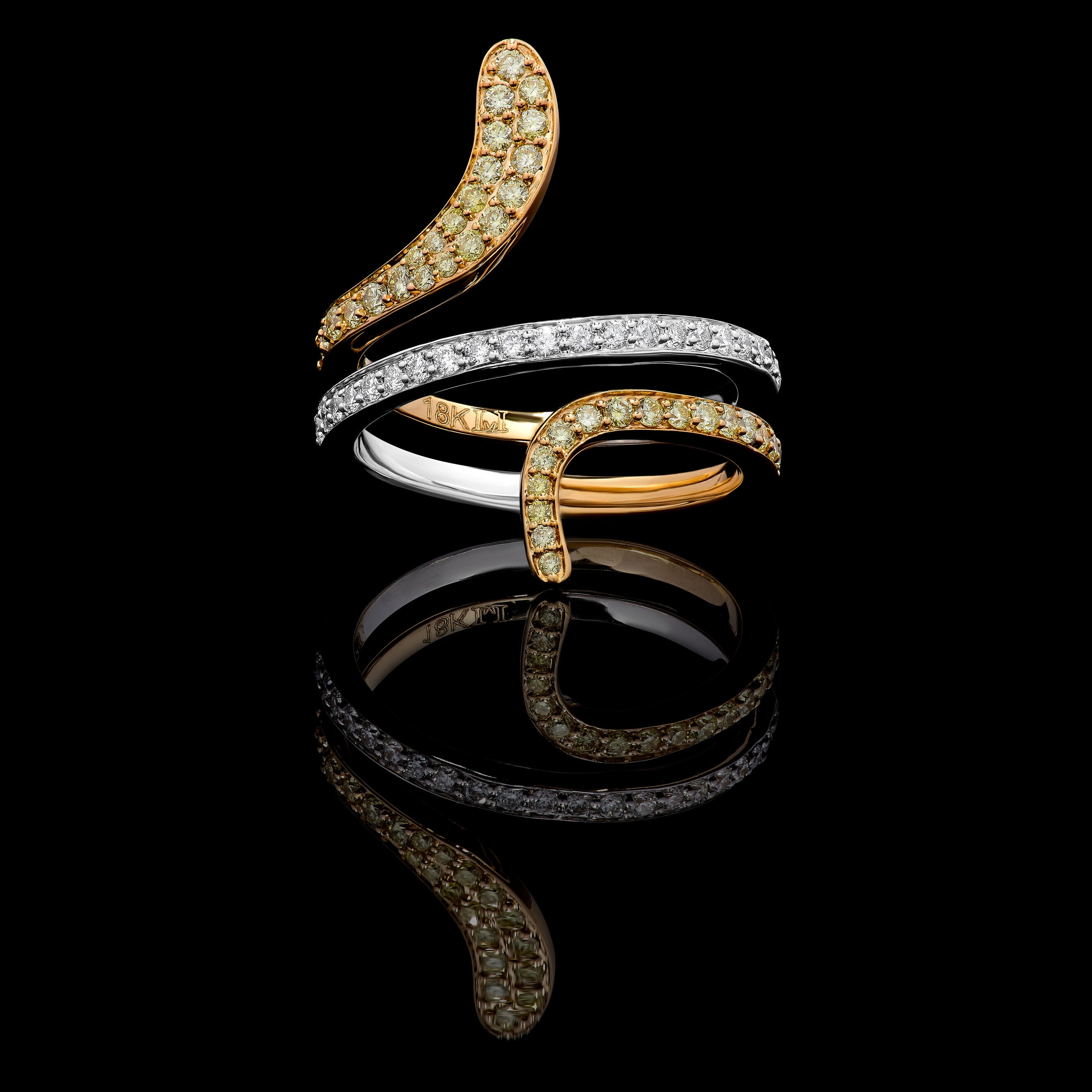 Yellow Round Cut & White Diamond Band JR01235X