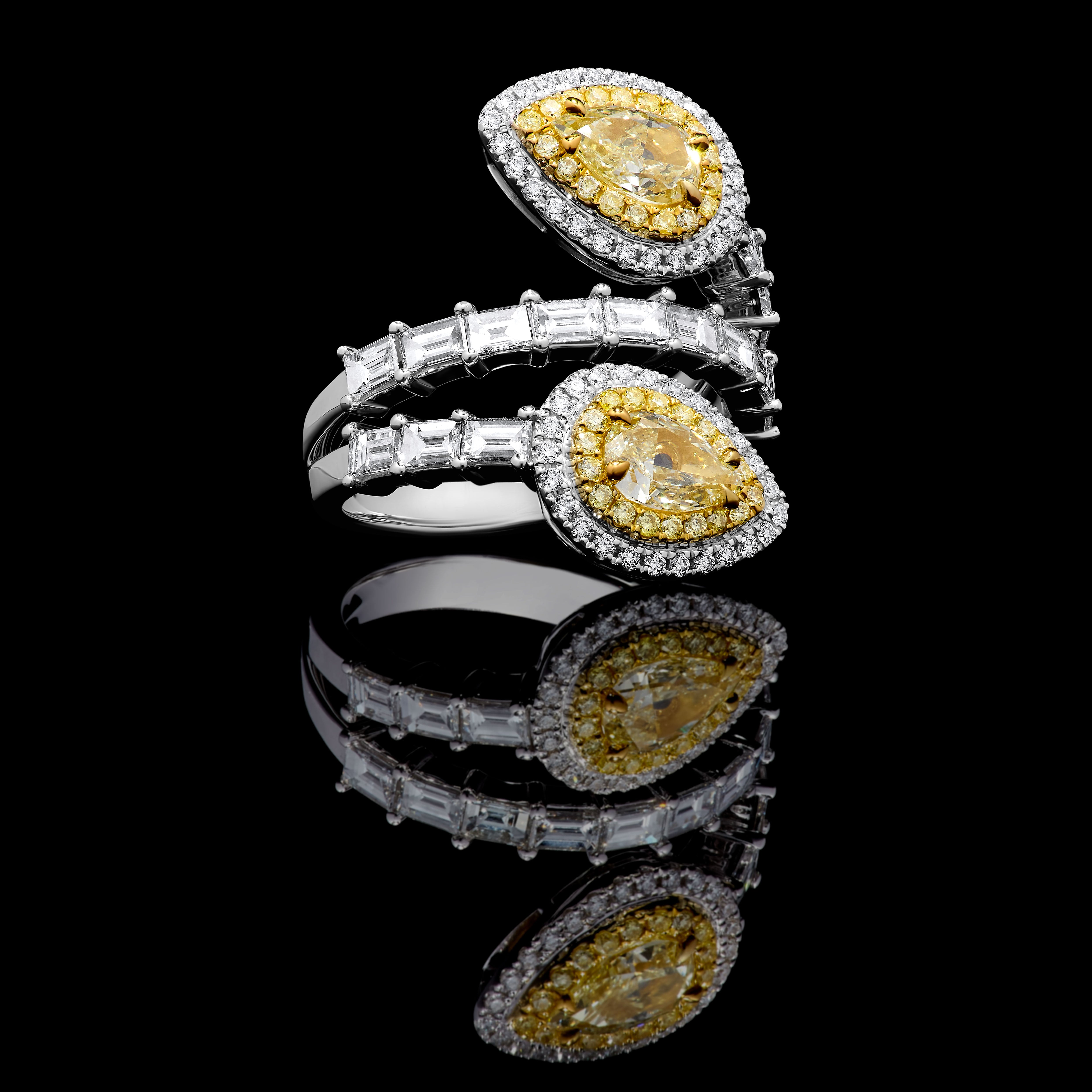GIA Yellow Pear Cut Diamond Ring JR01243H