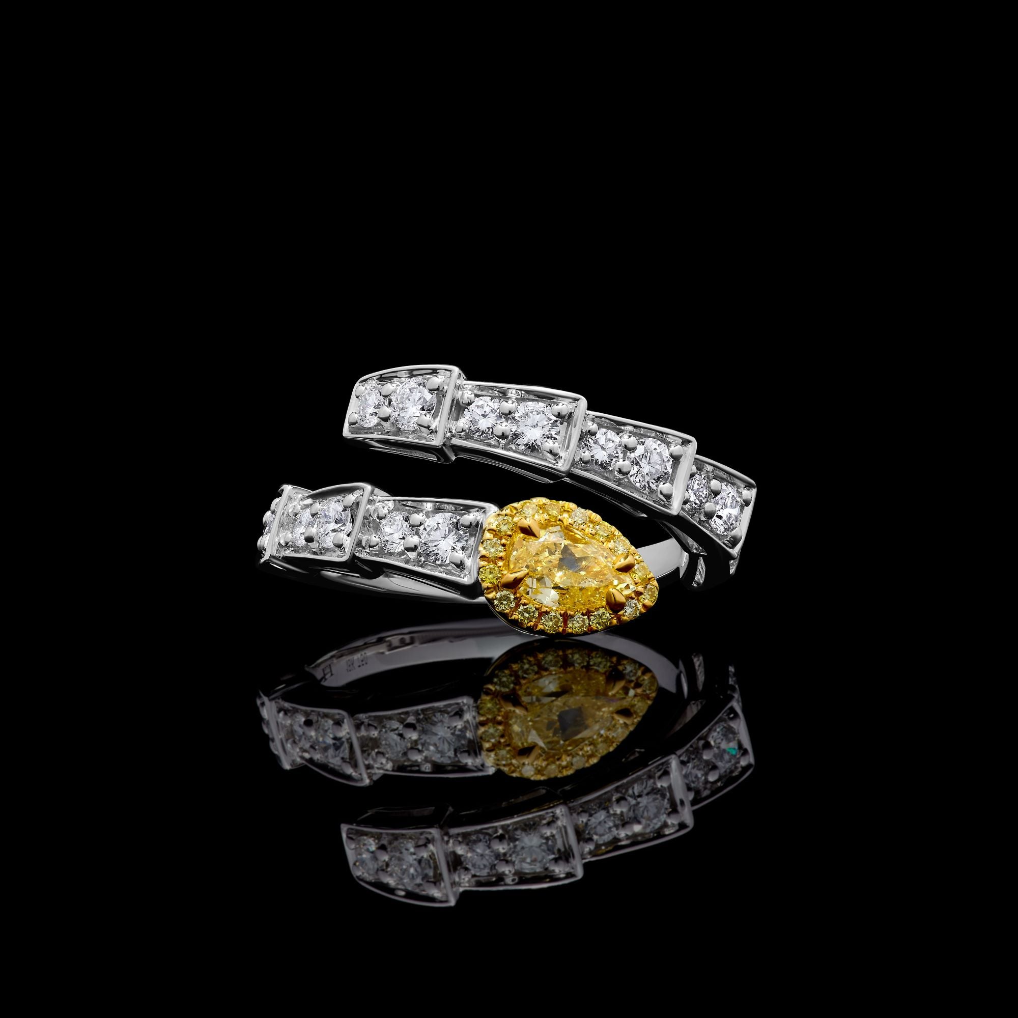 GIA Yellow Pear Cut Diamond Ring JR01249H