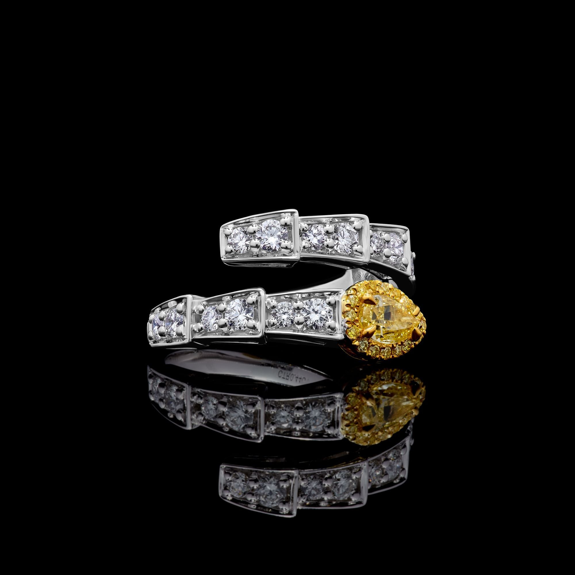 GIA Yellow Pear Cut Diamond Ring JR01249H