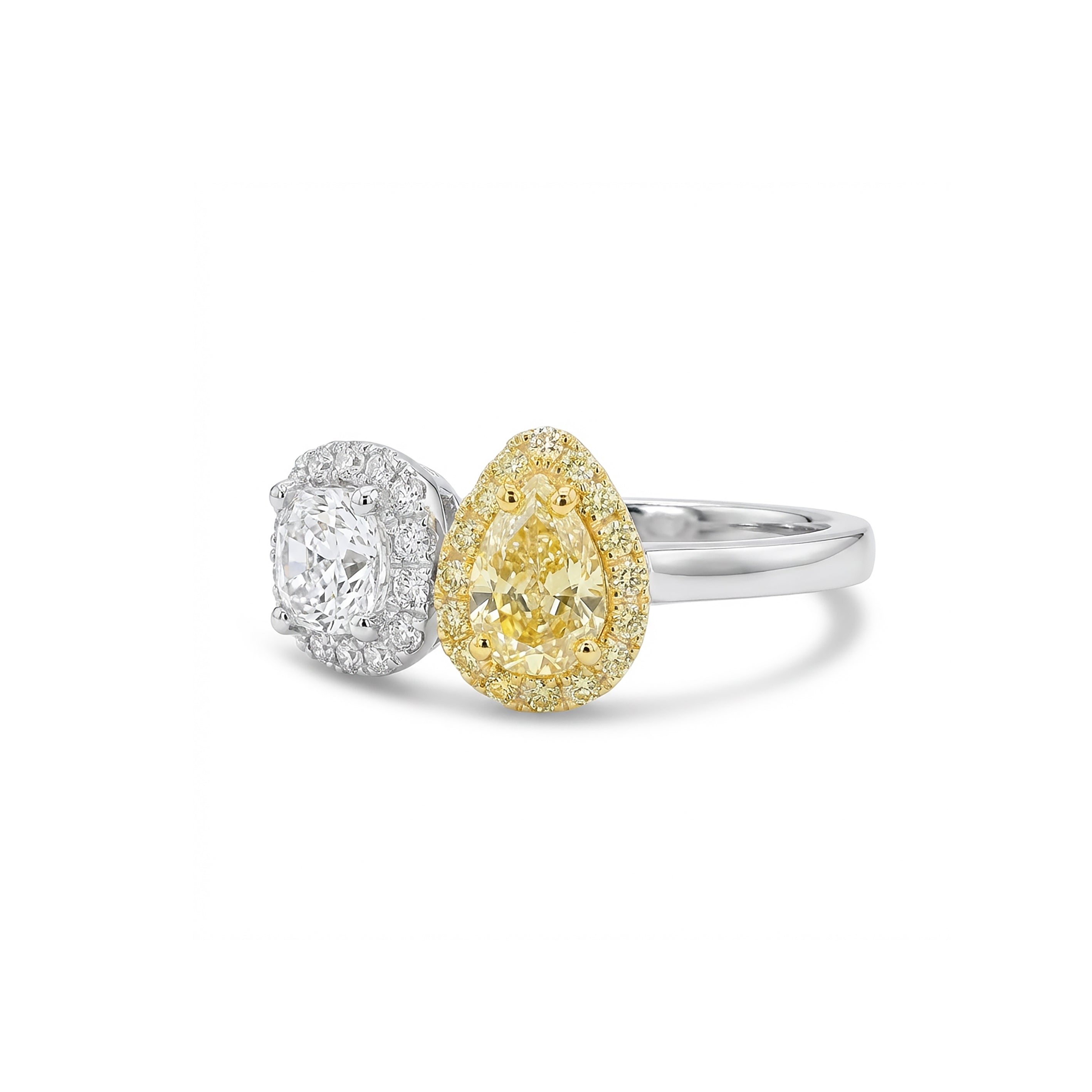 Natural Yellow & White Diamond Halo Ring | GIA Certified