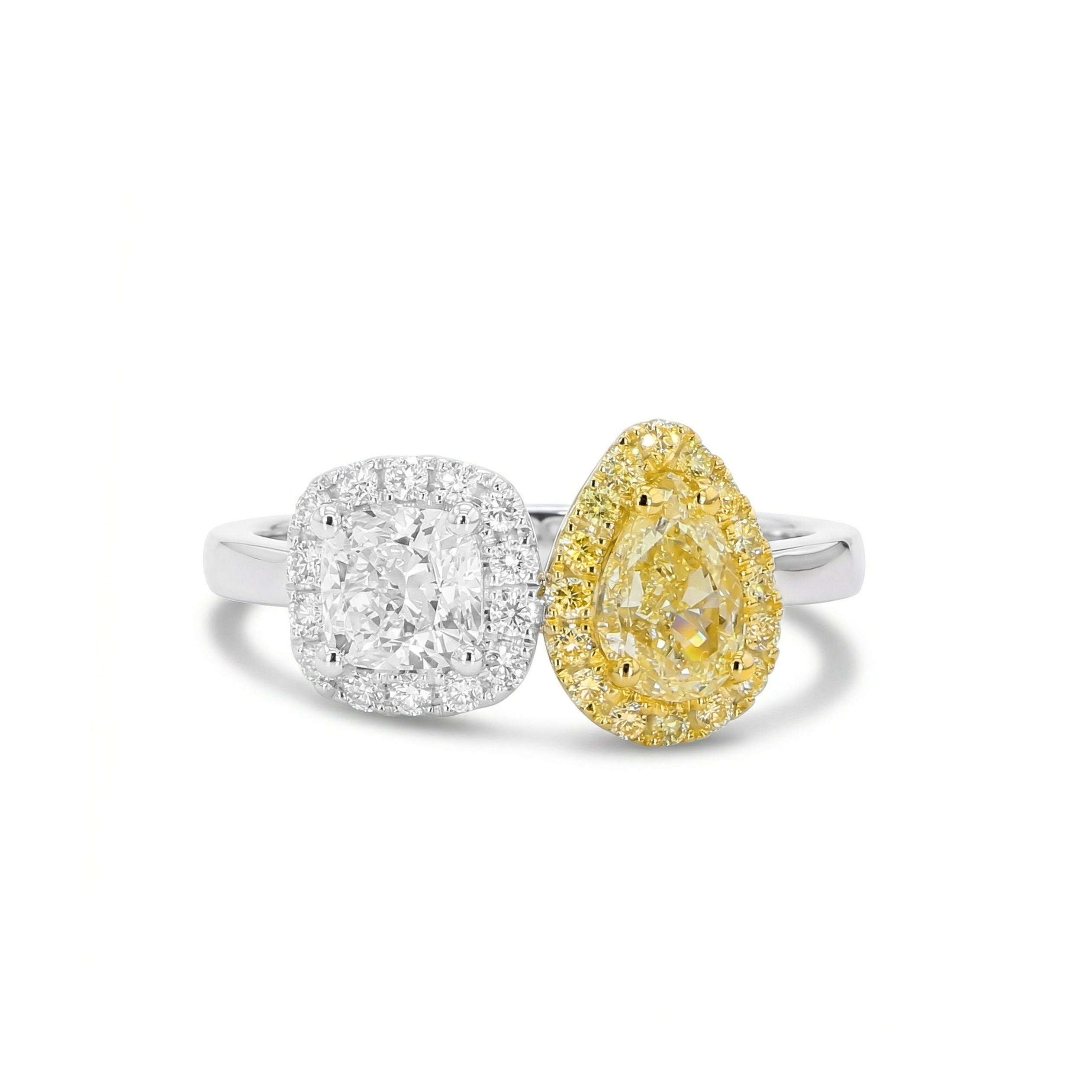 Natural Yellow & White Diamond Halo Ring | GIA Certified