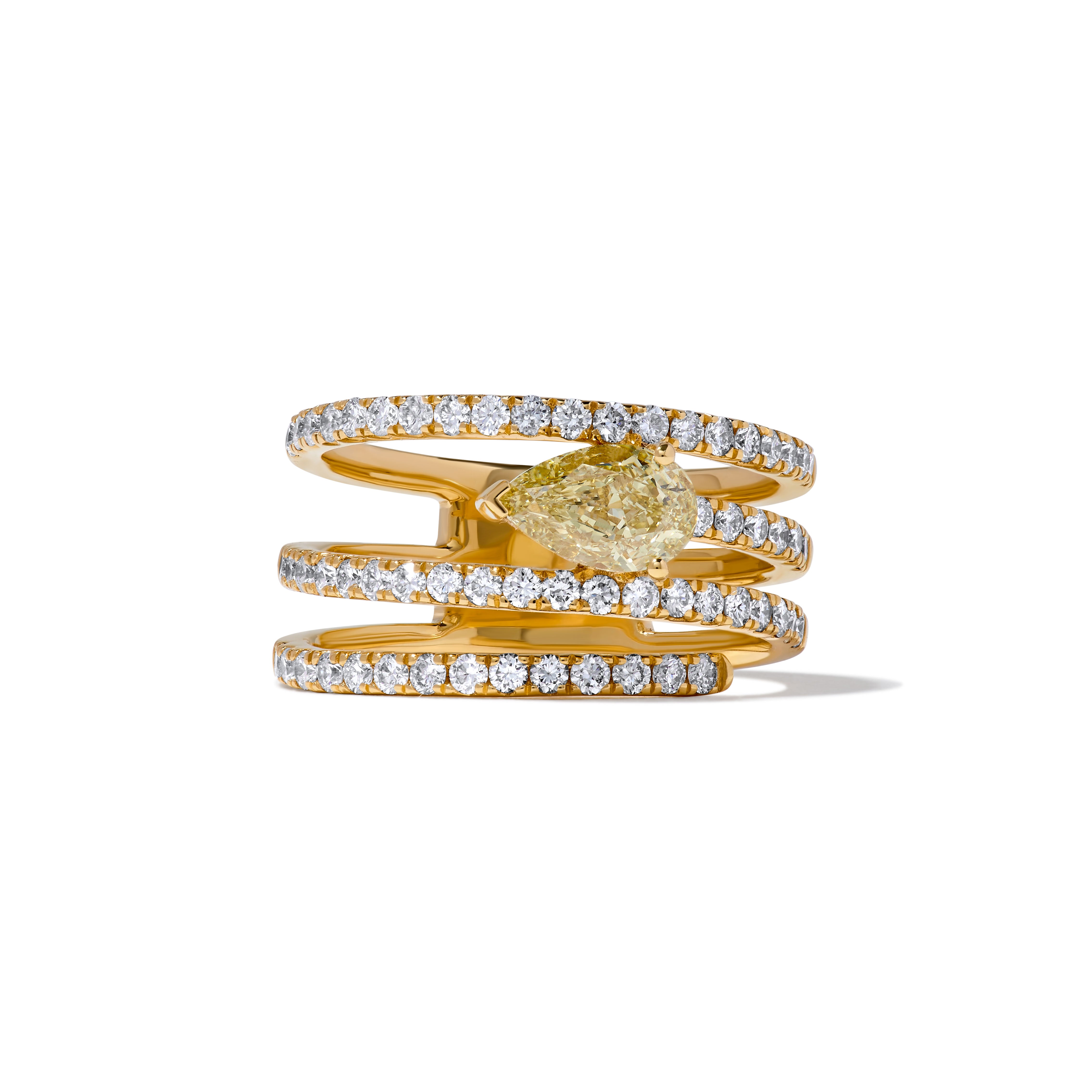 Yellow Pear Cut Diamond Ring JR01272X