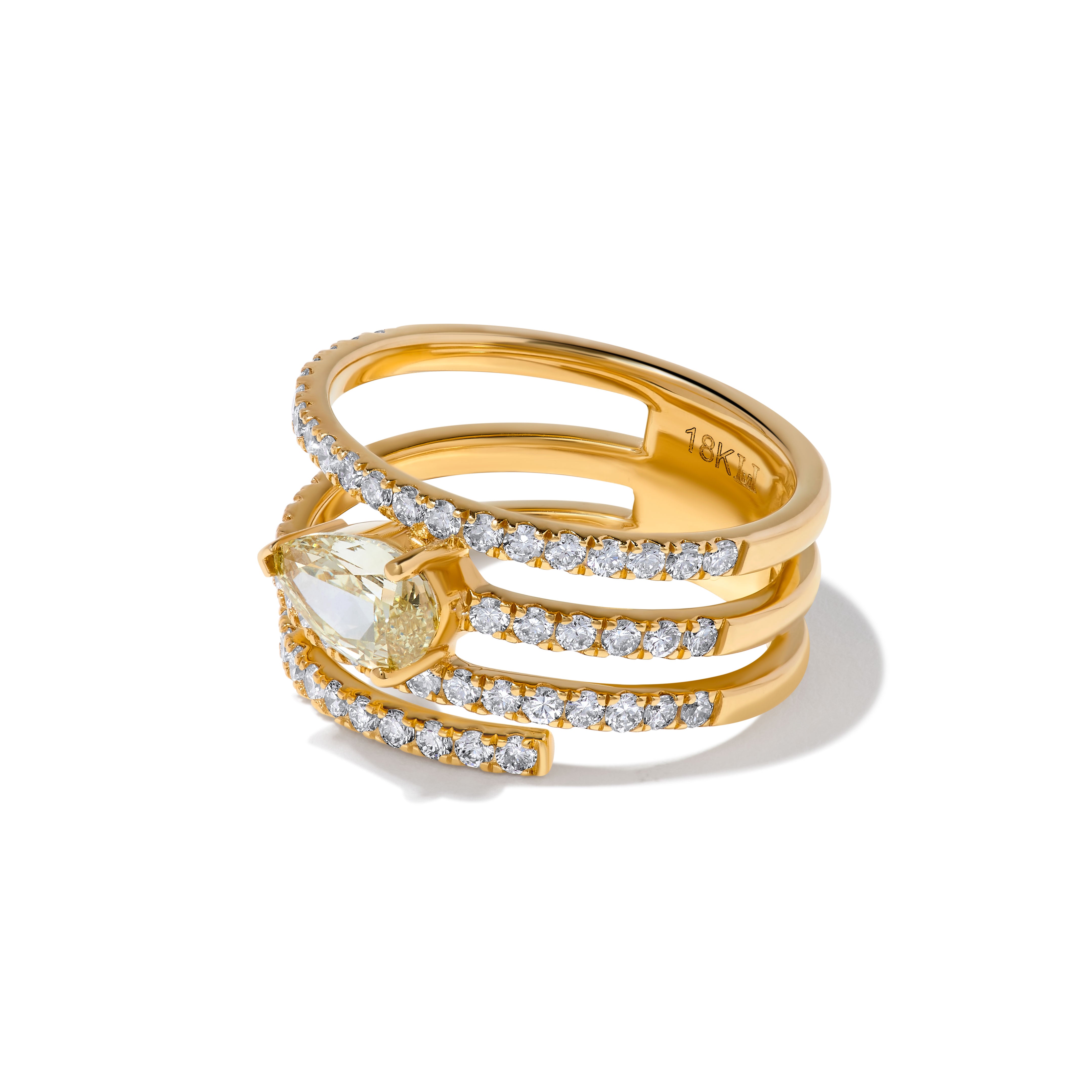 Yellow Pear Cut Diamond Ring JR01272X
