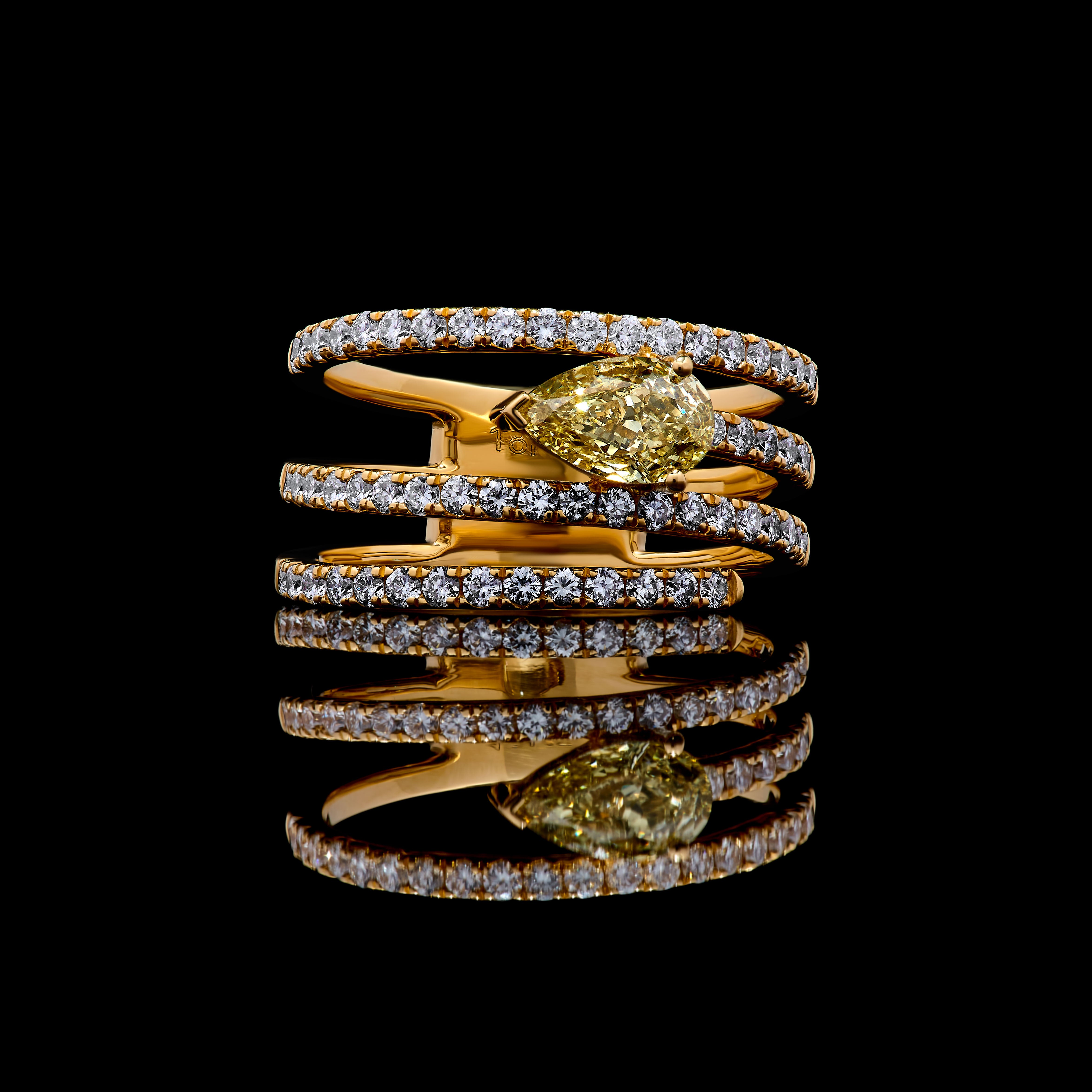 Yellow Pear Cut Diamond Ring JR01272X