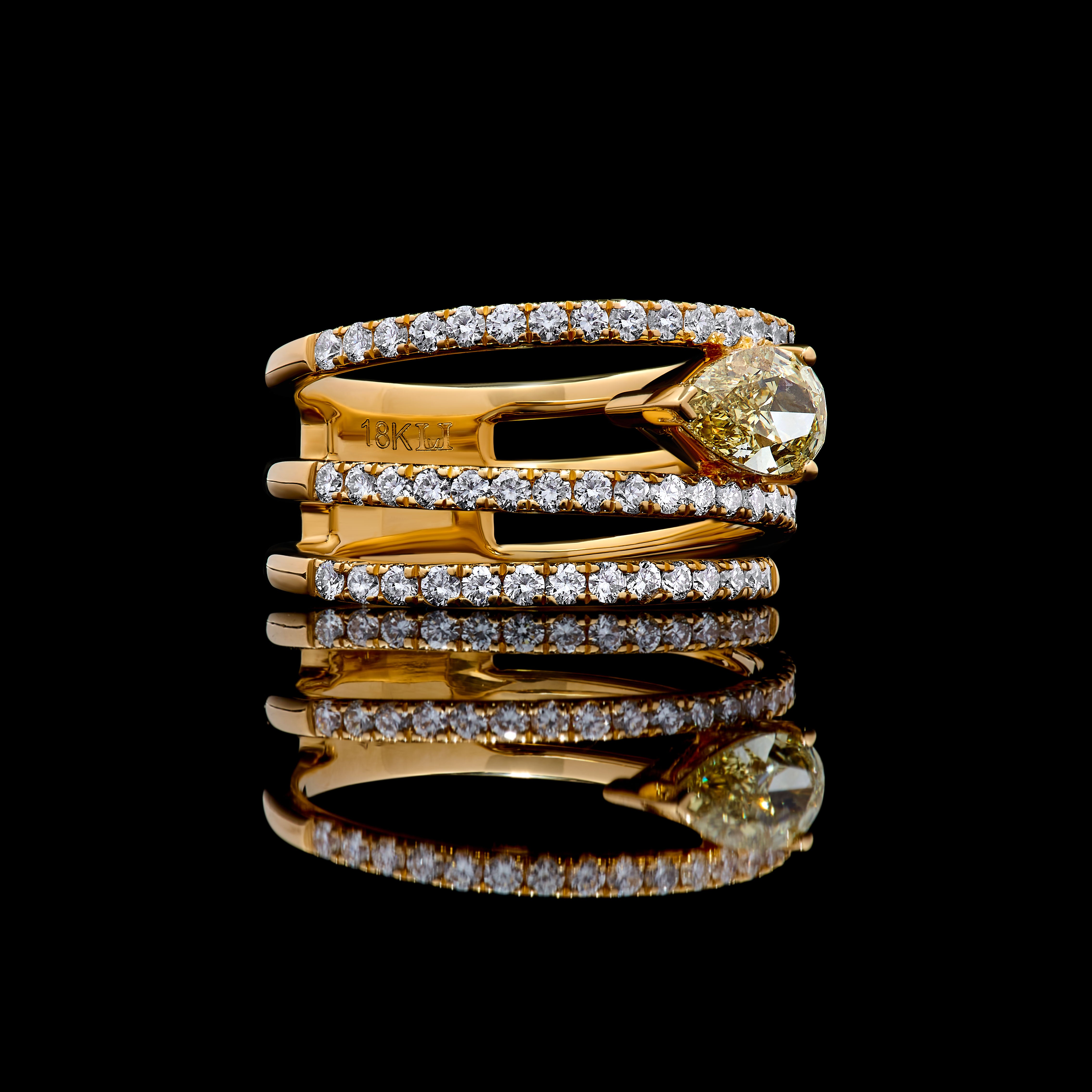 Yellow Pear Cut Diamond Ring JR01272X