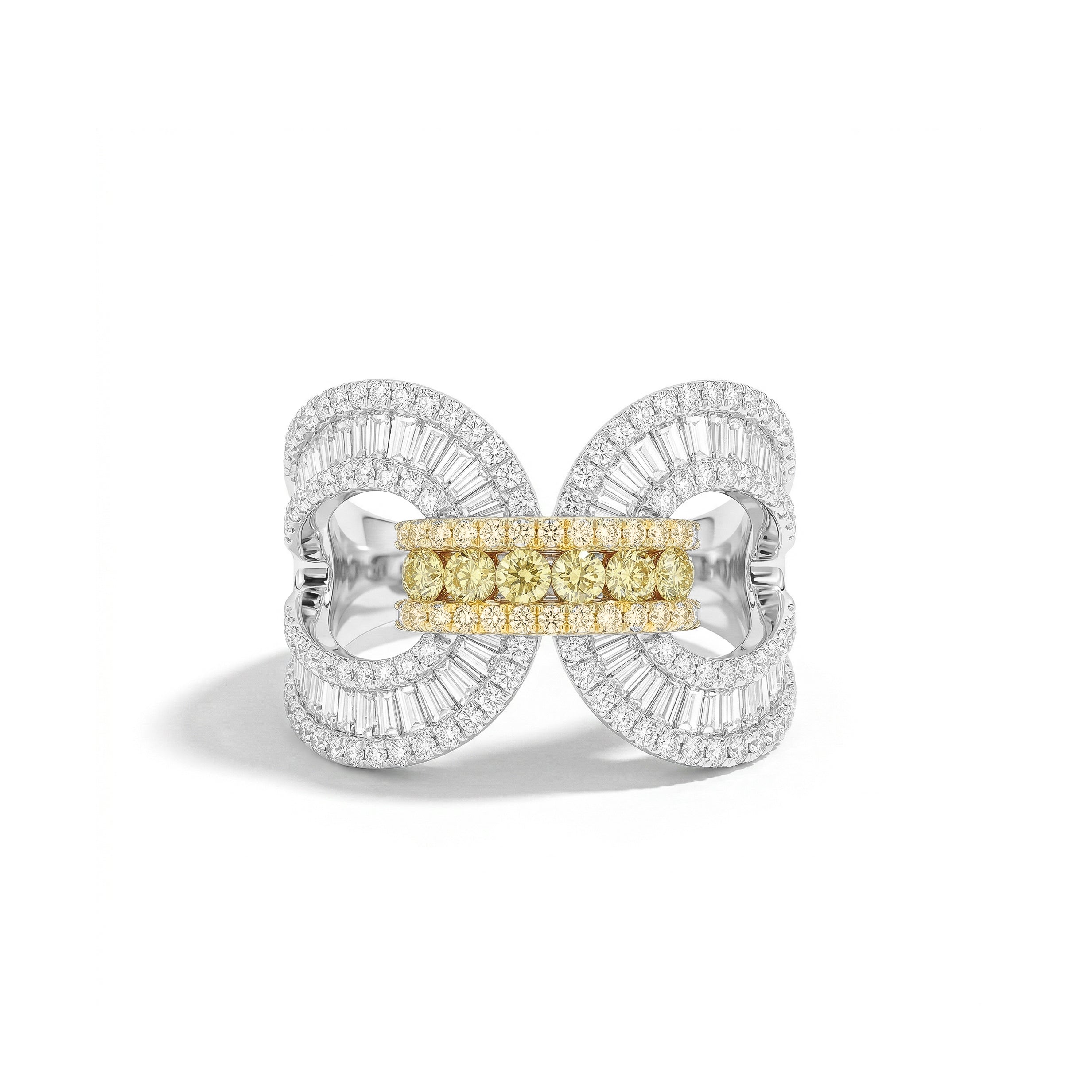 Natural Yellow Diamond Baguette Ring
