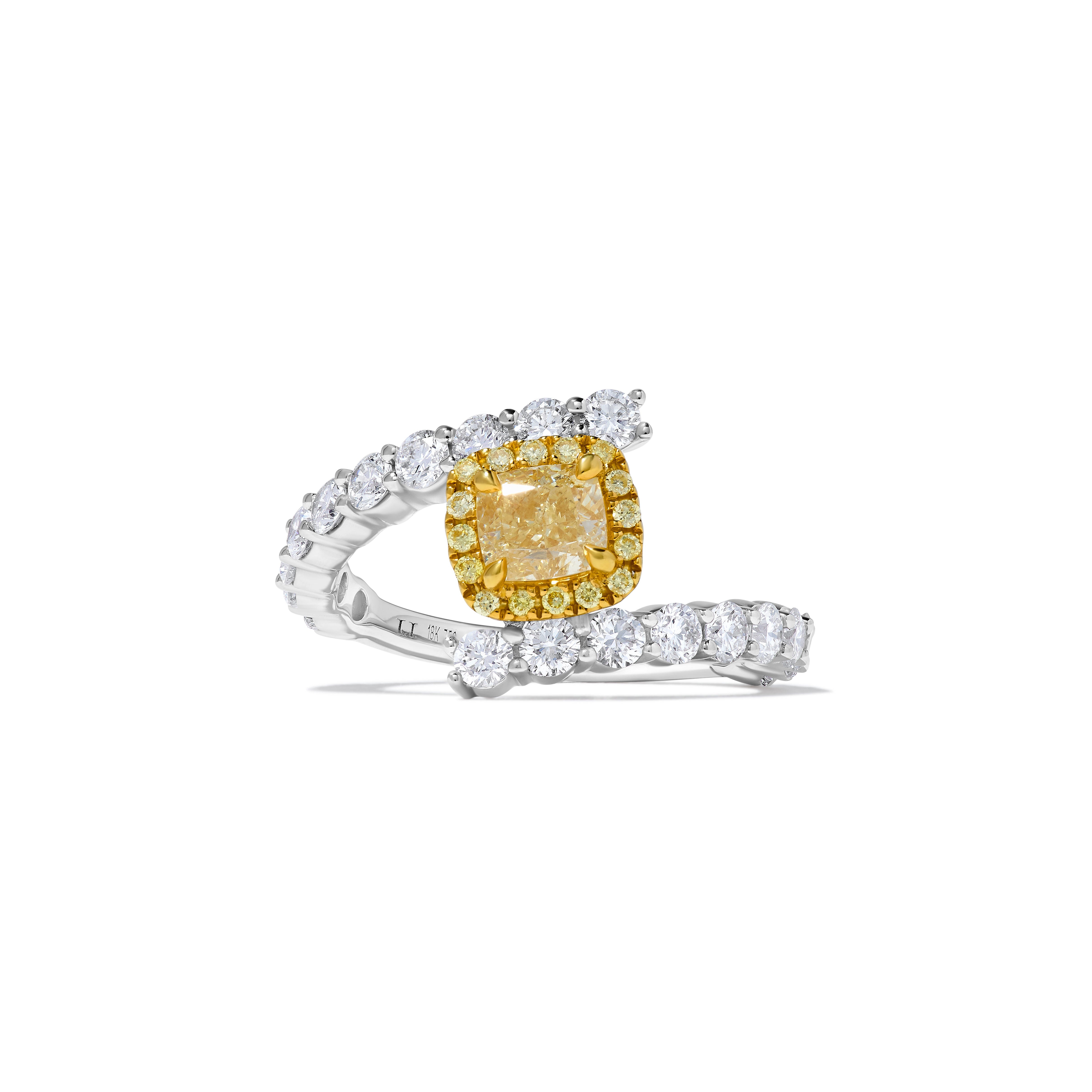 GIA Yellow Cushion Cut Diamond Ring JR01277H