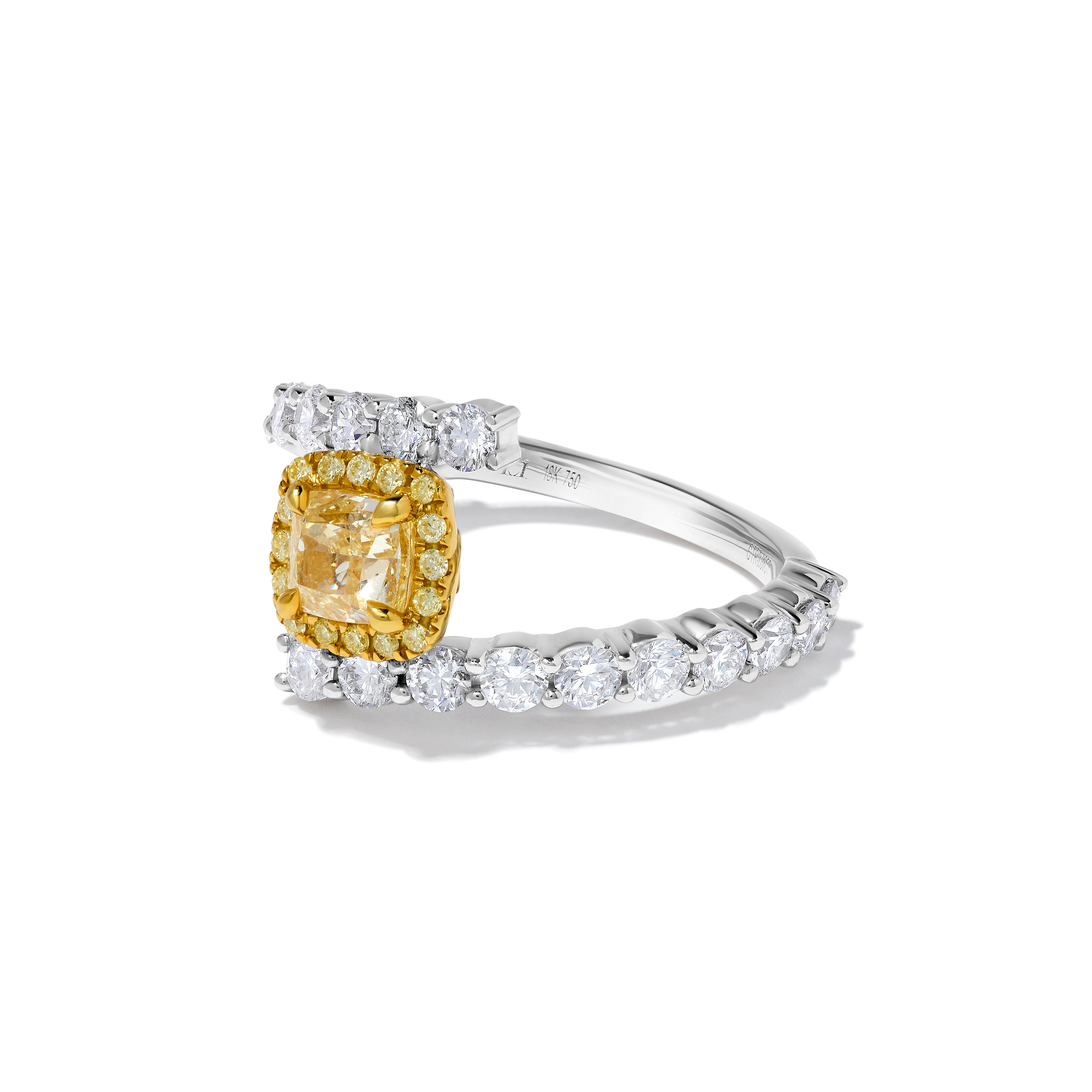 GIA Yellow Cushion Cut Diamond Ring JR01277H