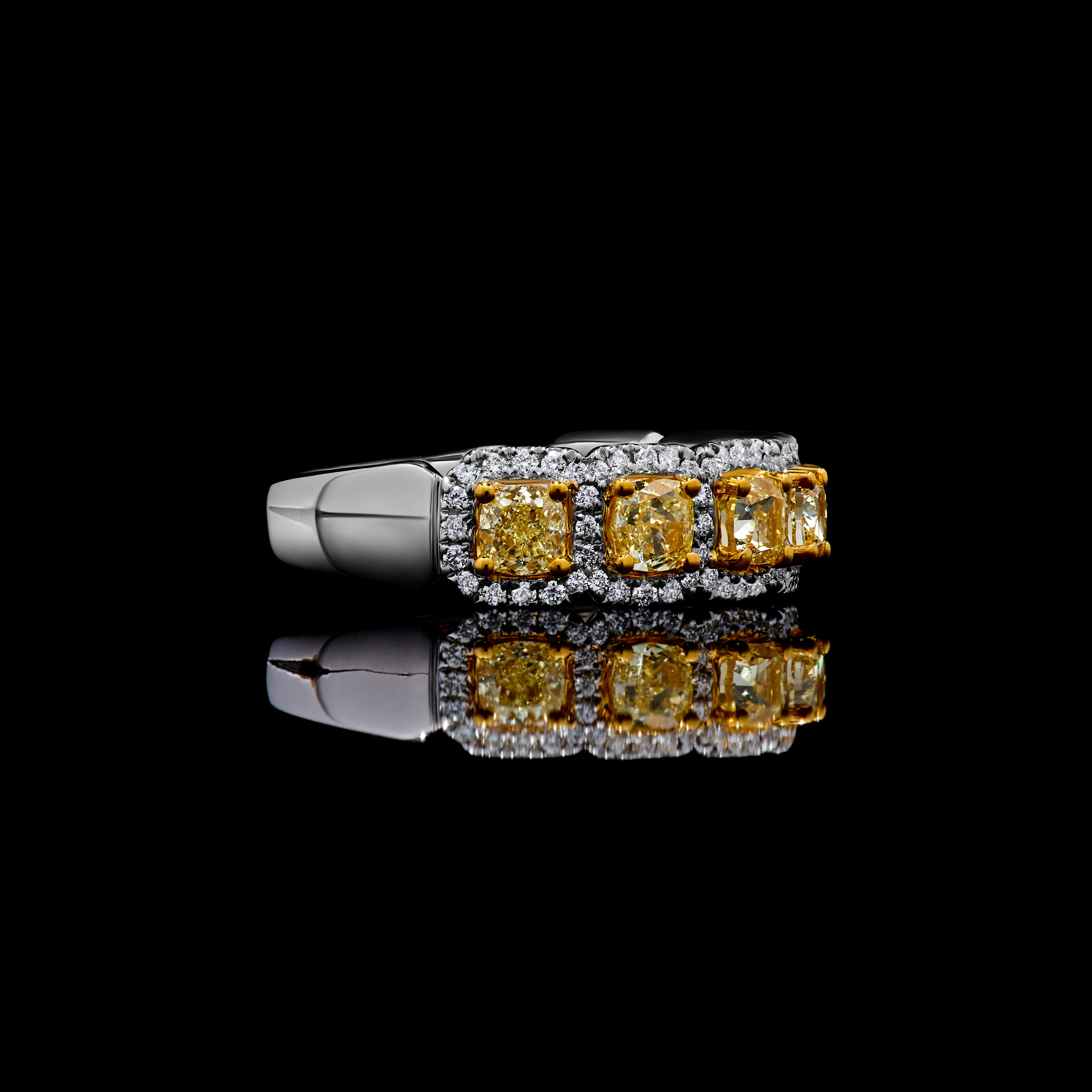 Yellow Cushion Cut Diamond Ring JR01283A