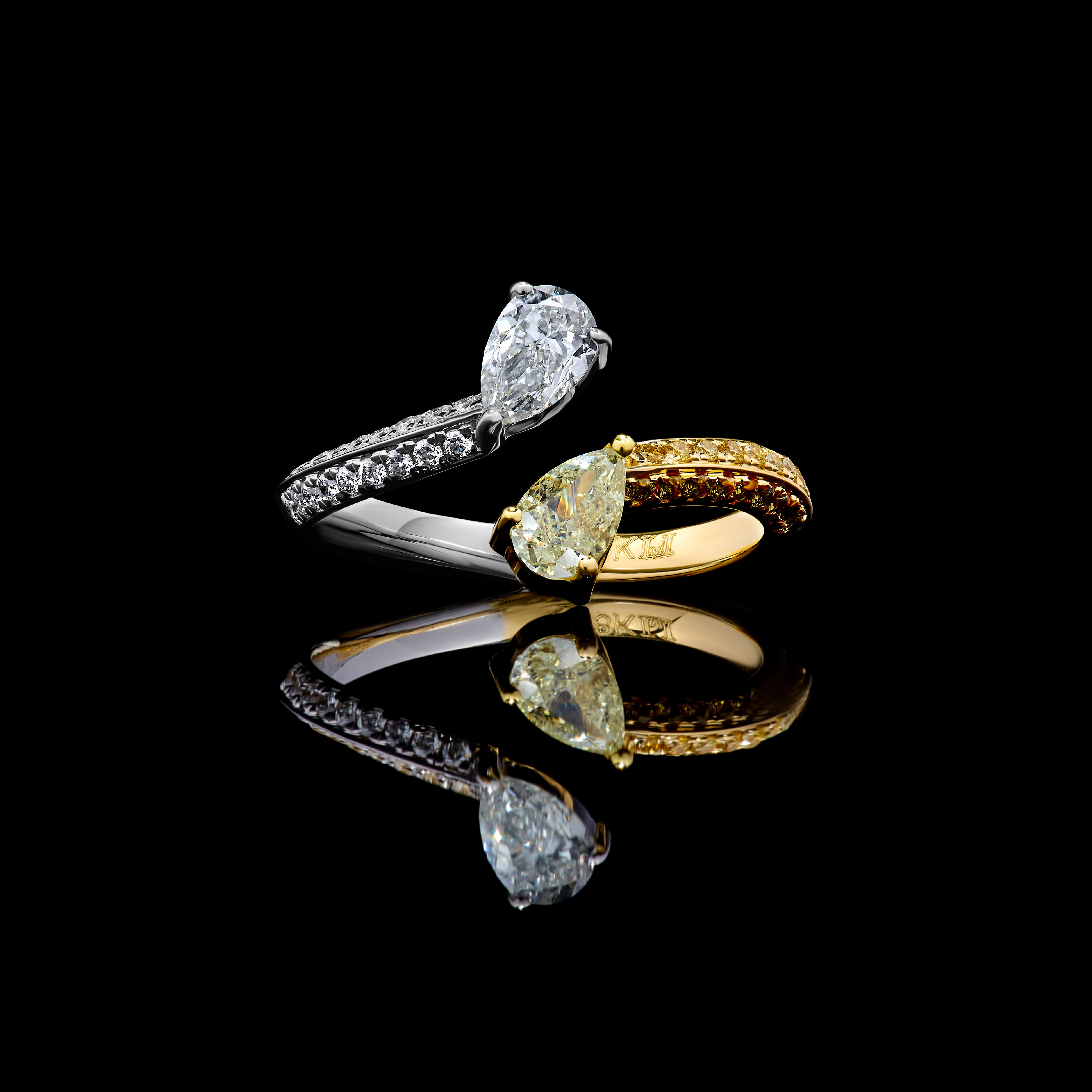 Yellow & White Pear Cut Diamond Ring JR01287X