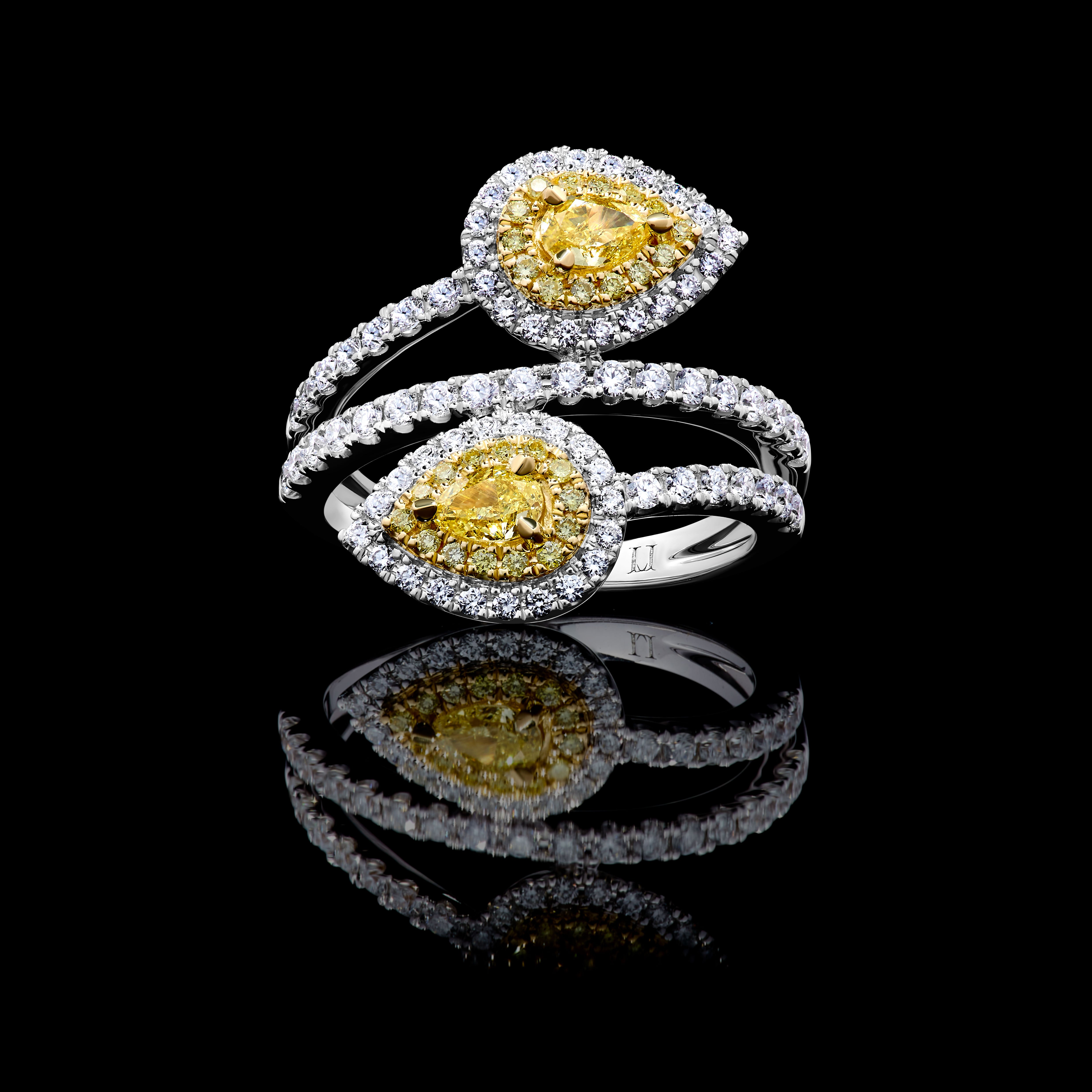 Yellow Pear Cut Diamond Ring JR01288P