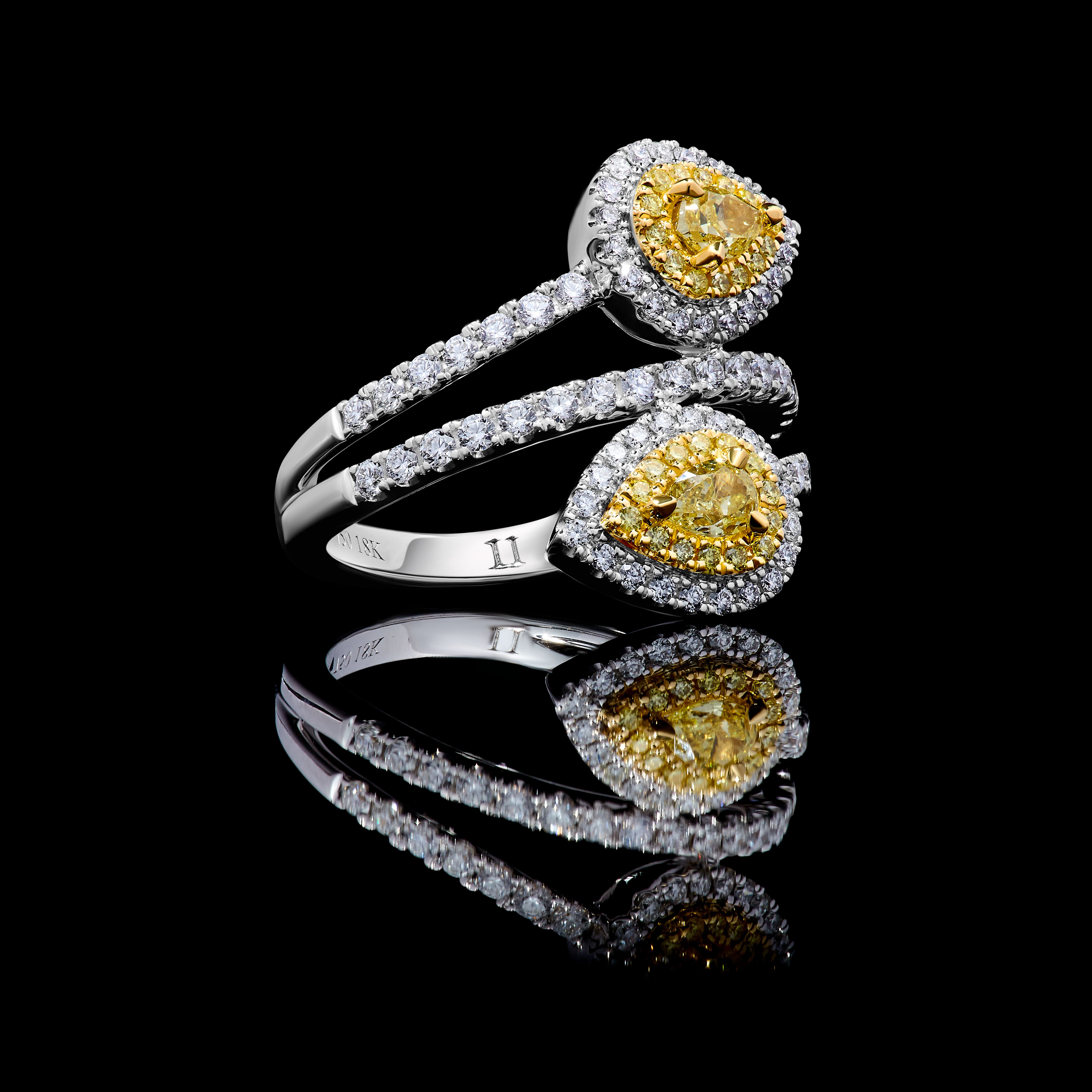Yellow Pear Cut Diamond Ring JR01288P