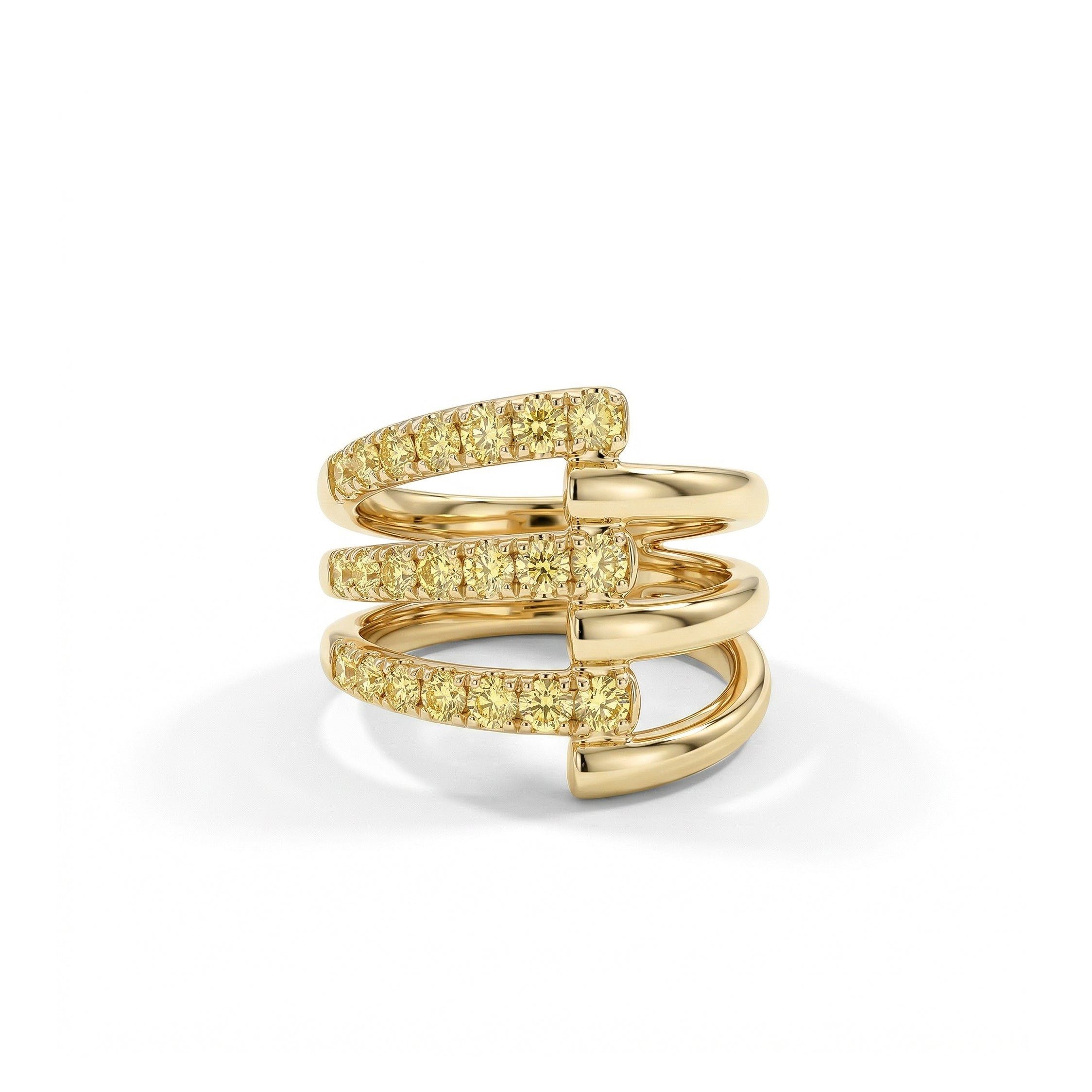 Natural Yellow Diamond Spiral Ring