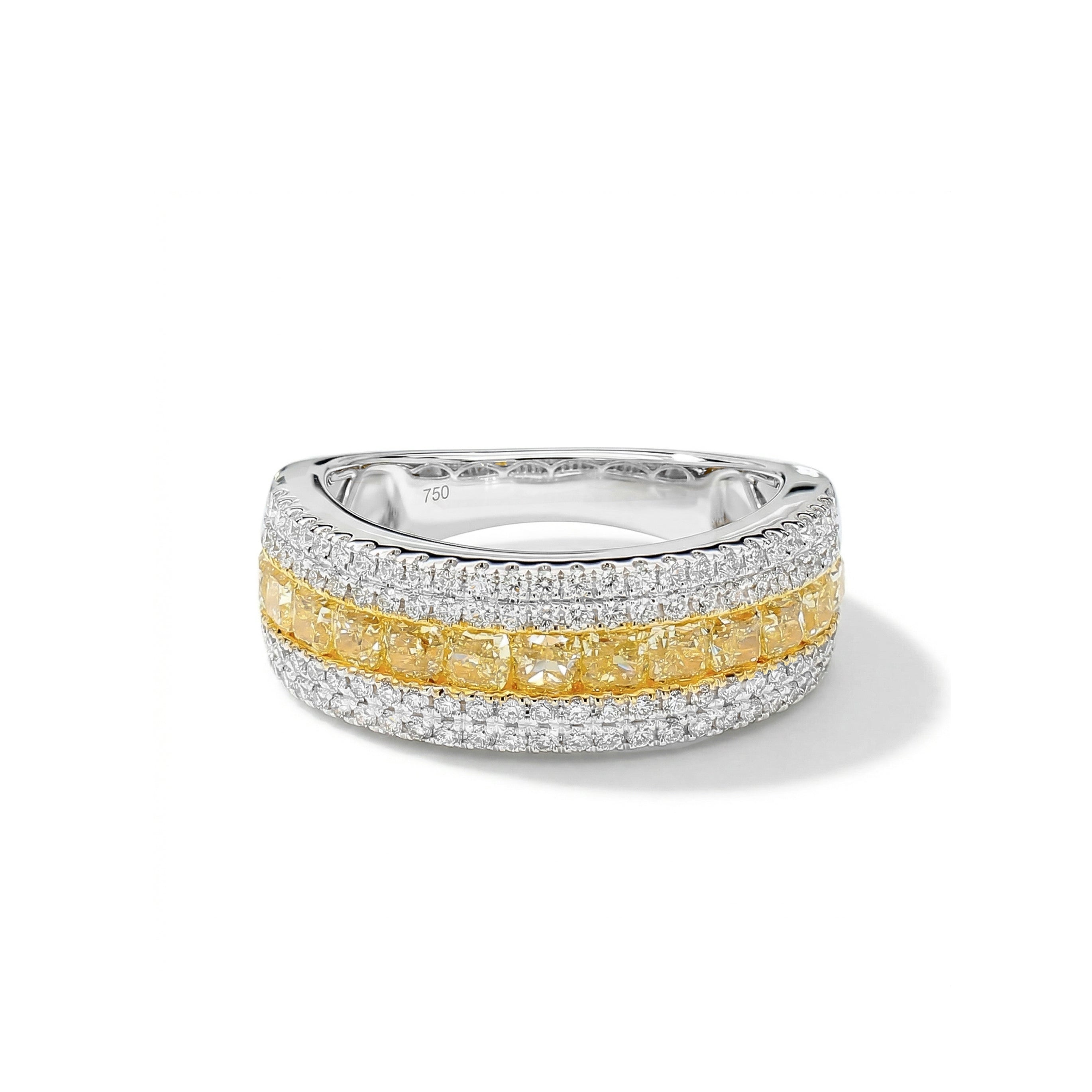 Natural Yellow Cushion Diamond Band