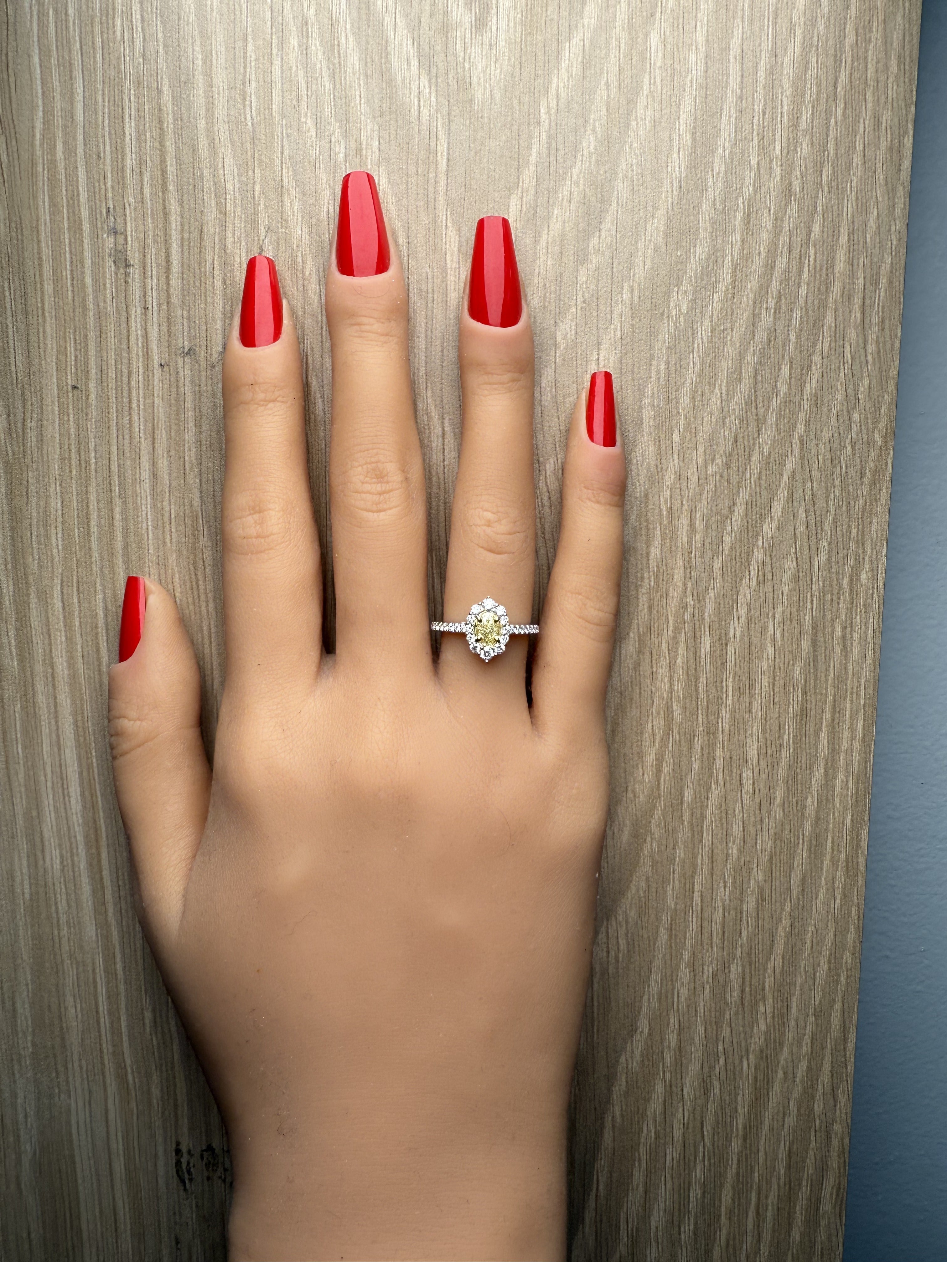 Natural Yellow Oval Diamond Ring