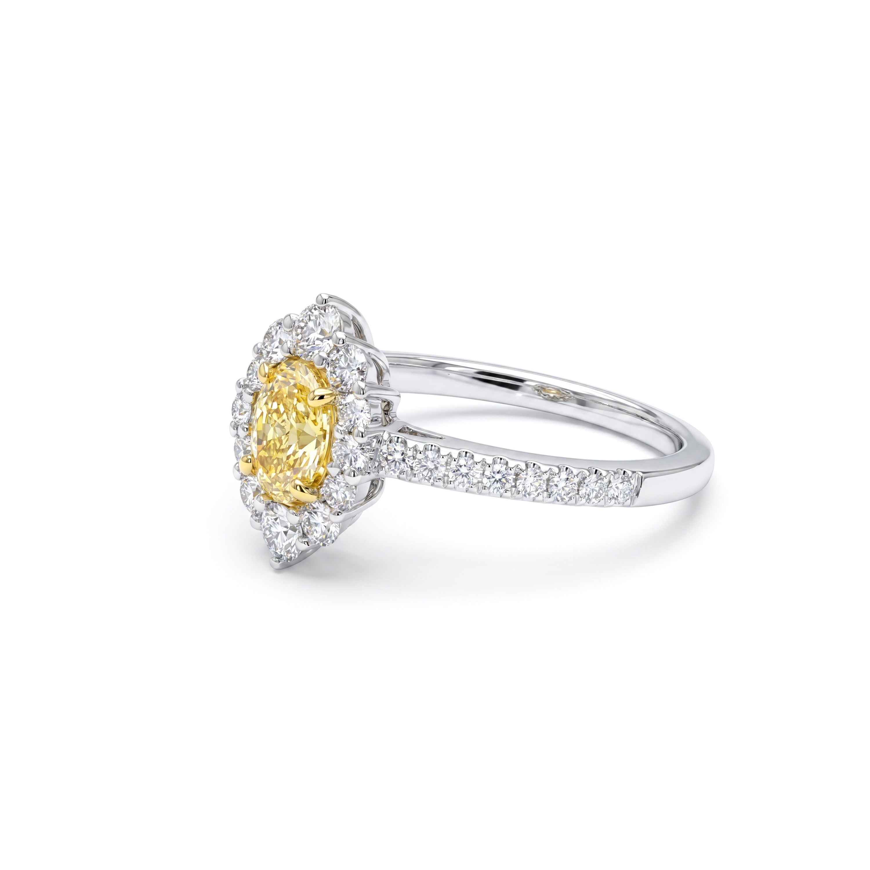 Natural Yellow Oval Diamond Halo Ring