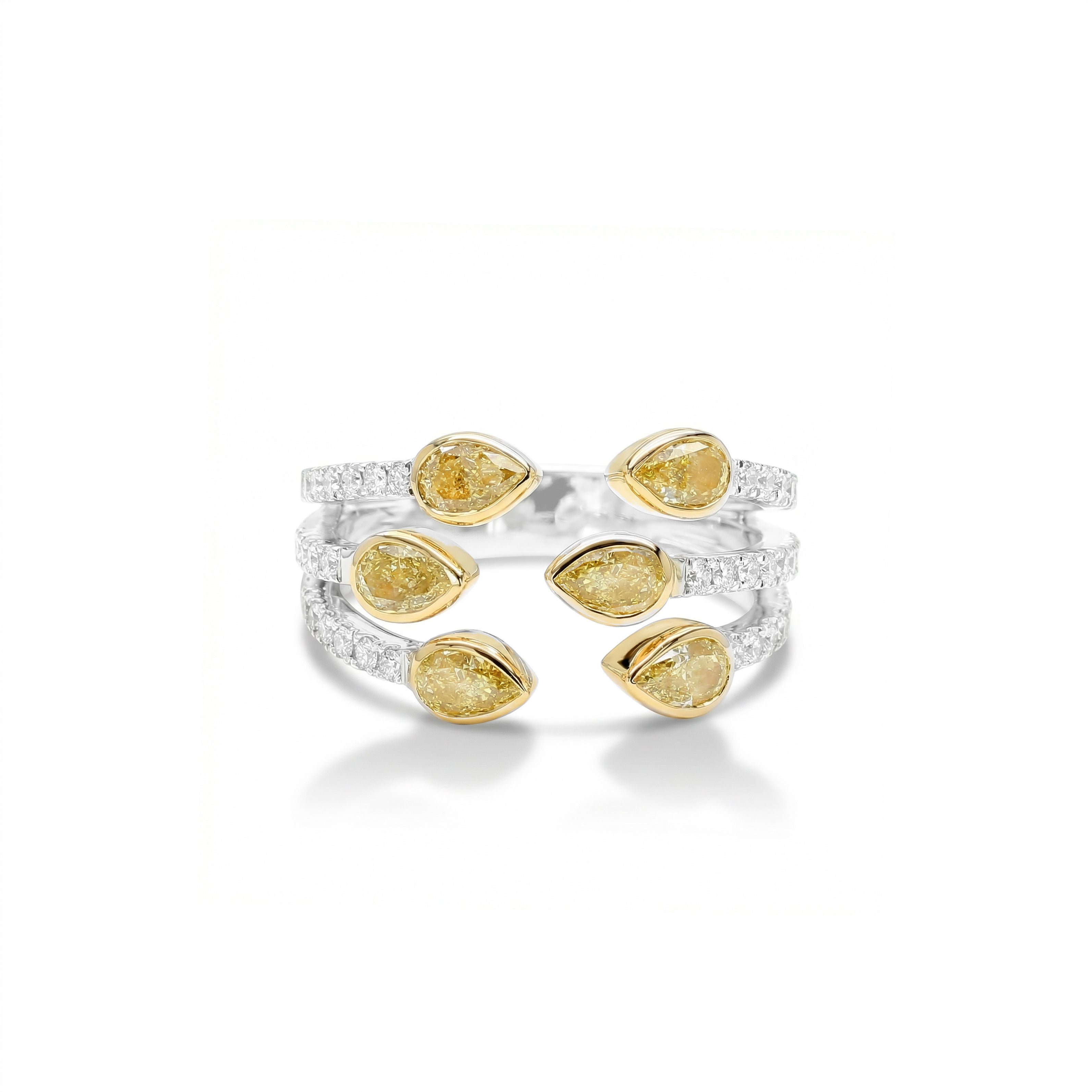 Natural Yellow Pear Diamond Bezel Ring
