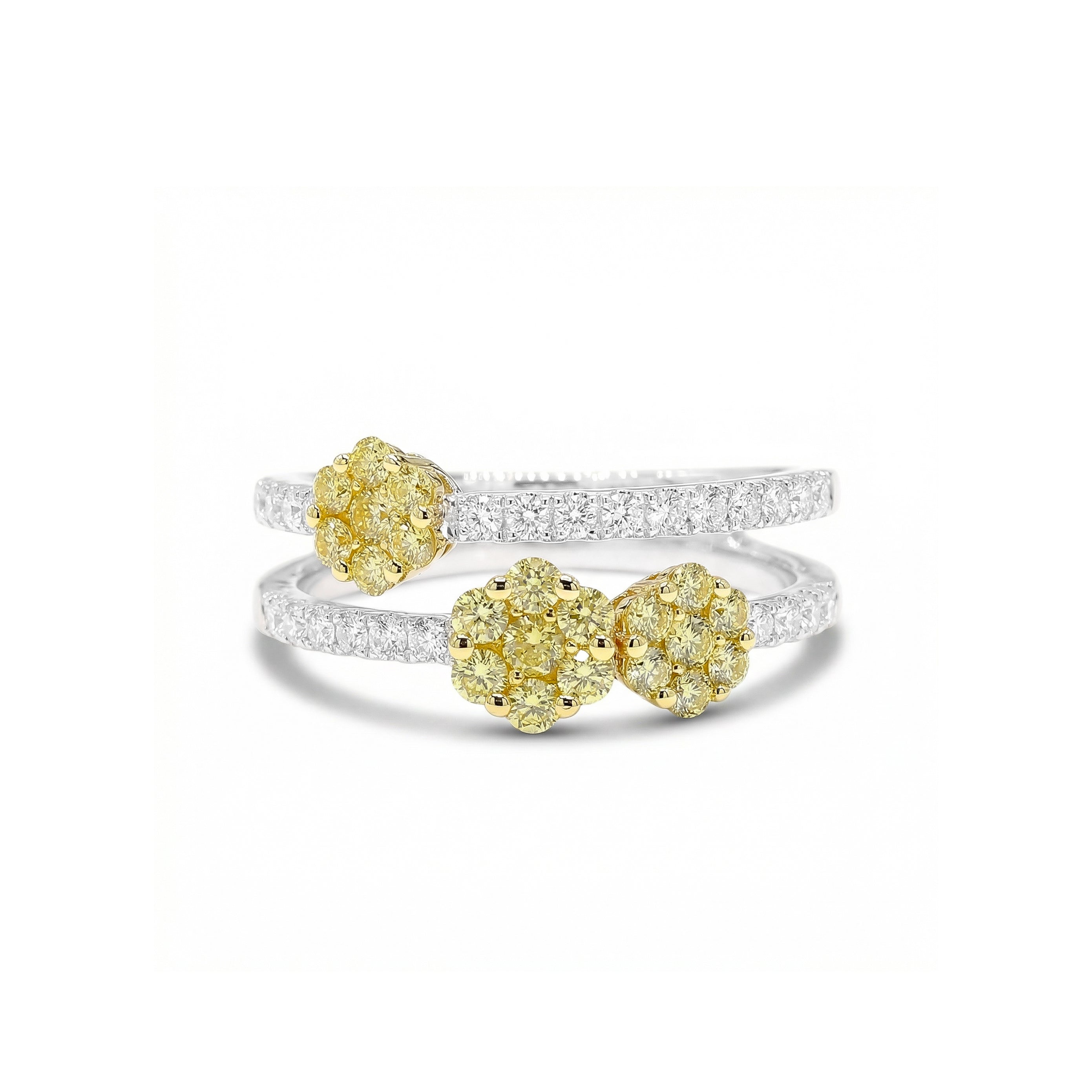 Natural Yellow Round Diamond Floral Ring