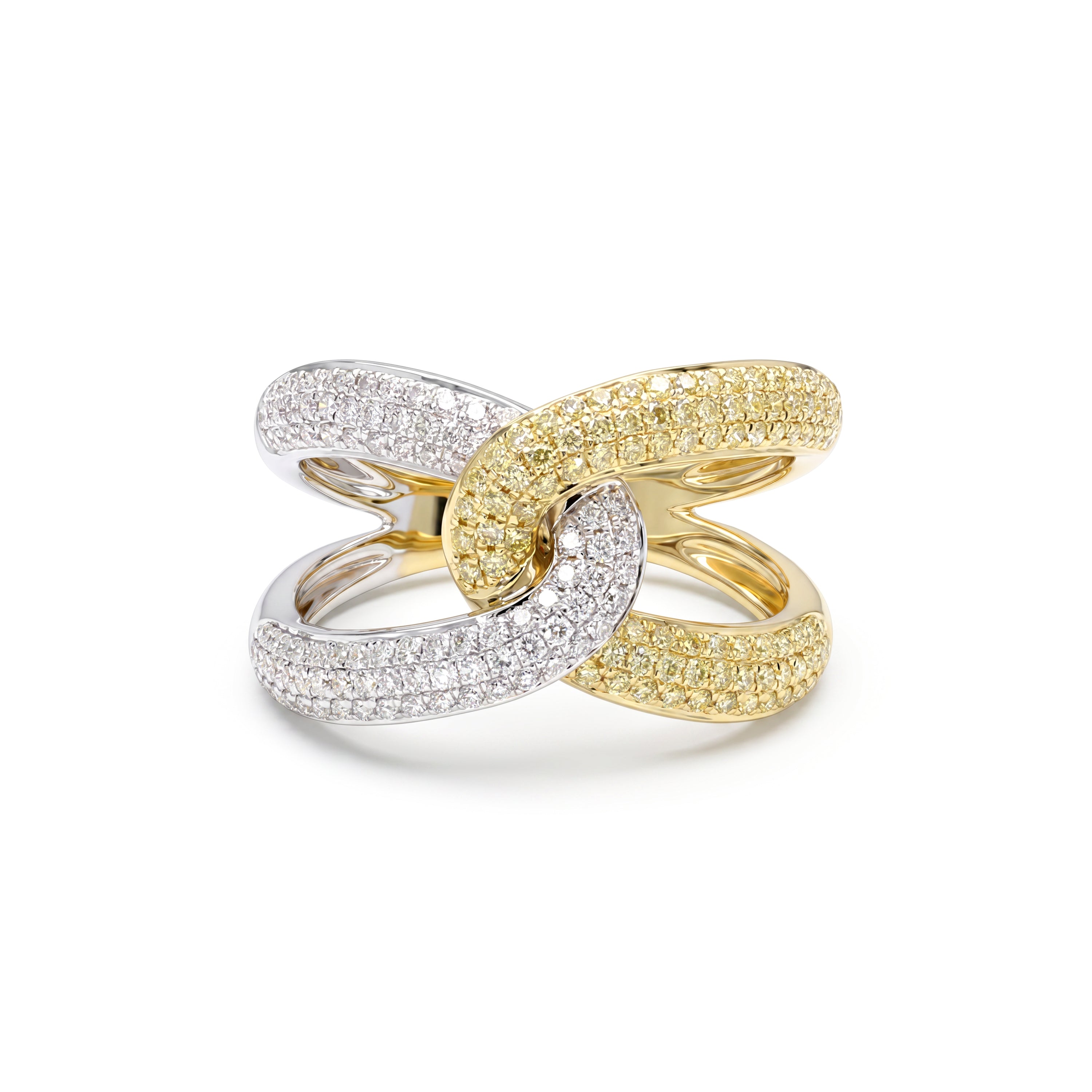 Natural Pavé Yellow & White Diamond Interlocking Ring