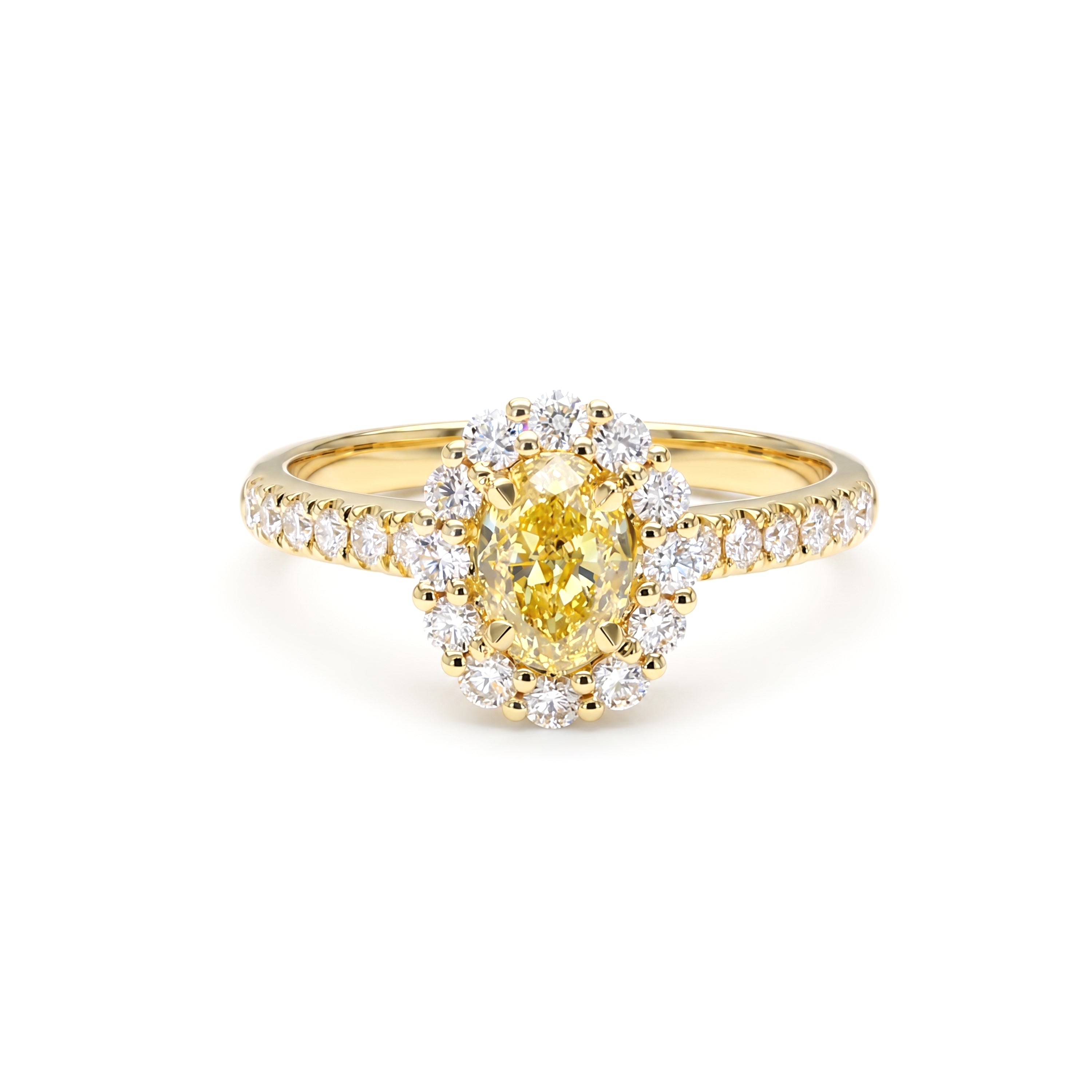 Natural Yellow Oval Diamond Halo Ring