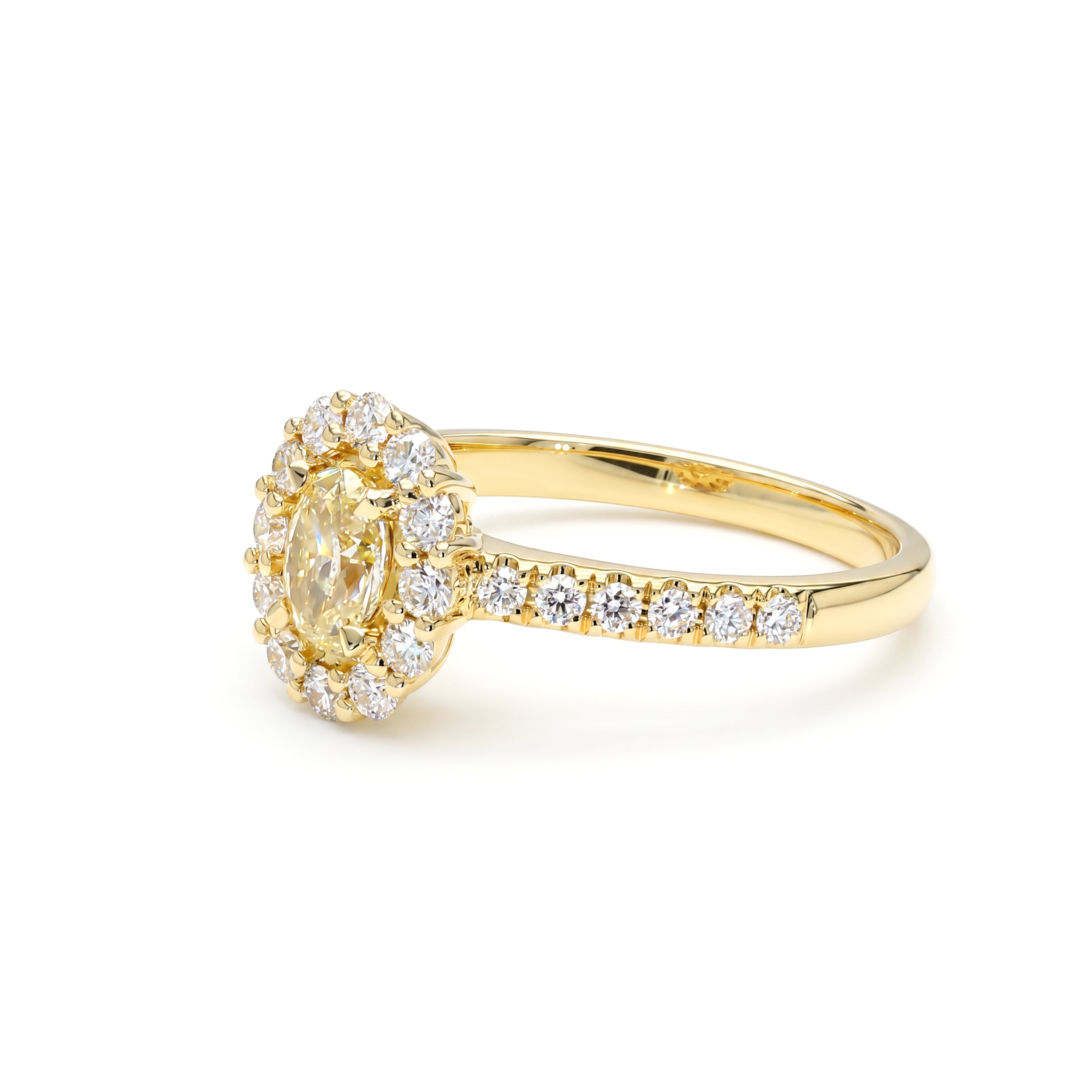 Natural Yellow Oval Diamond Halo Ring