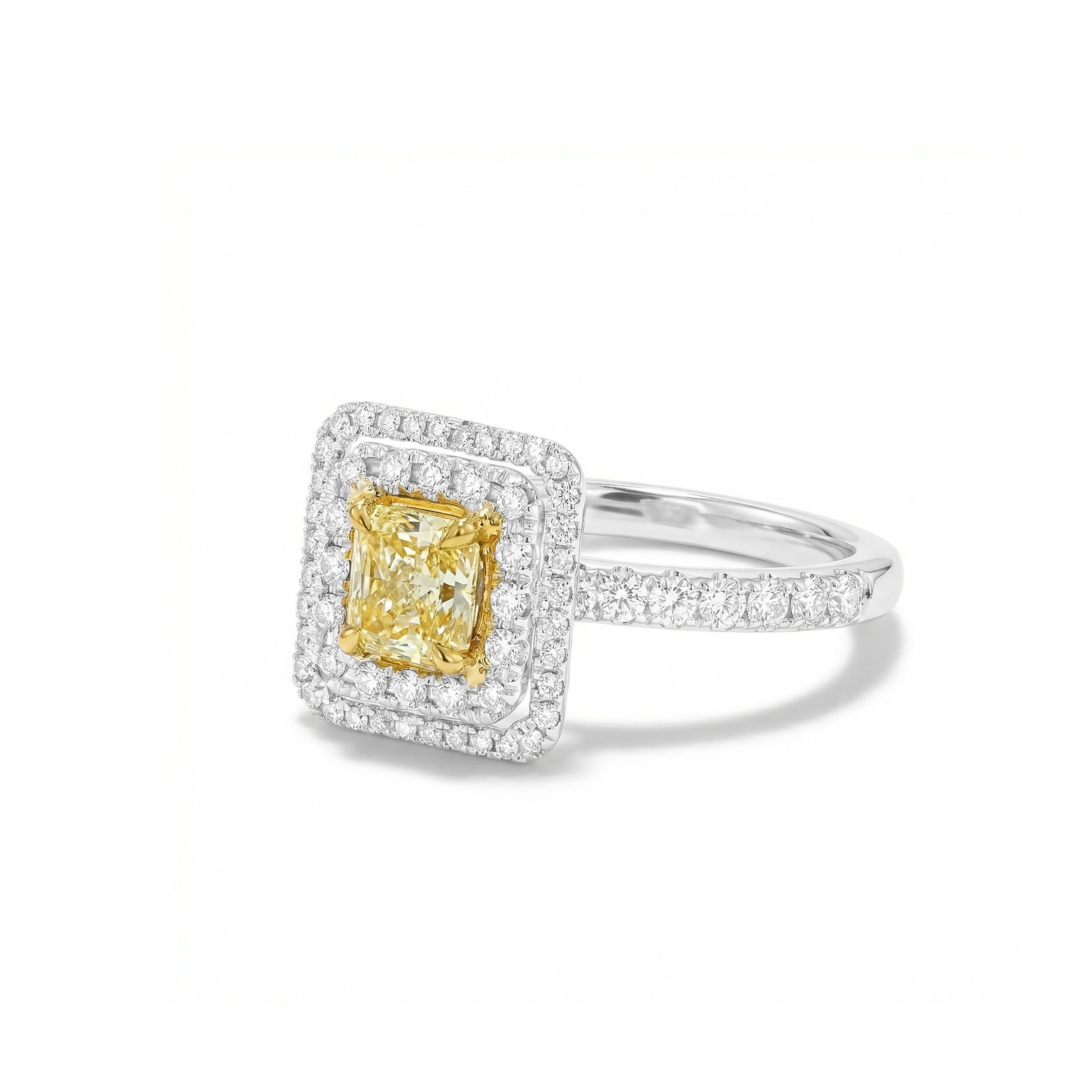 Natural Yellow Cushion Diamond Ring | GIA Certified