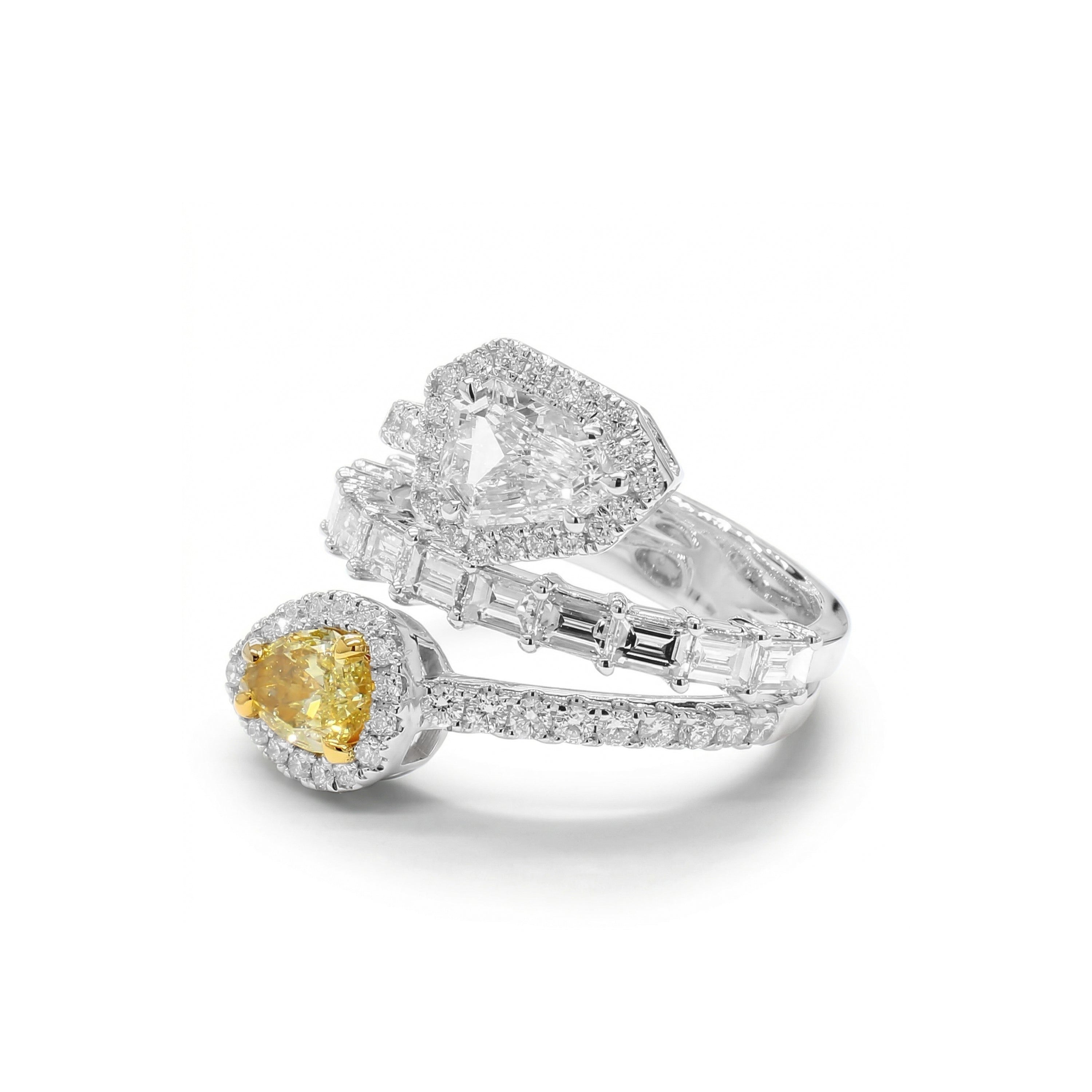 Natural Yellow Pear Diamond Spiral Ring | GIA Certified