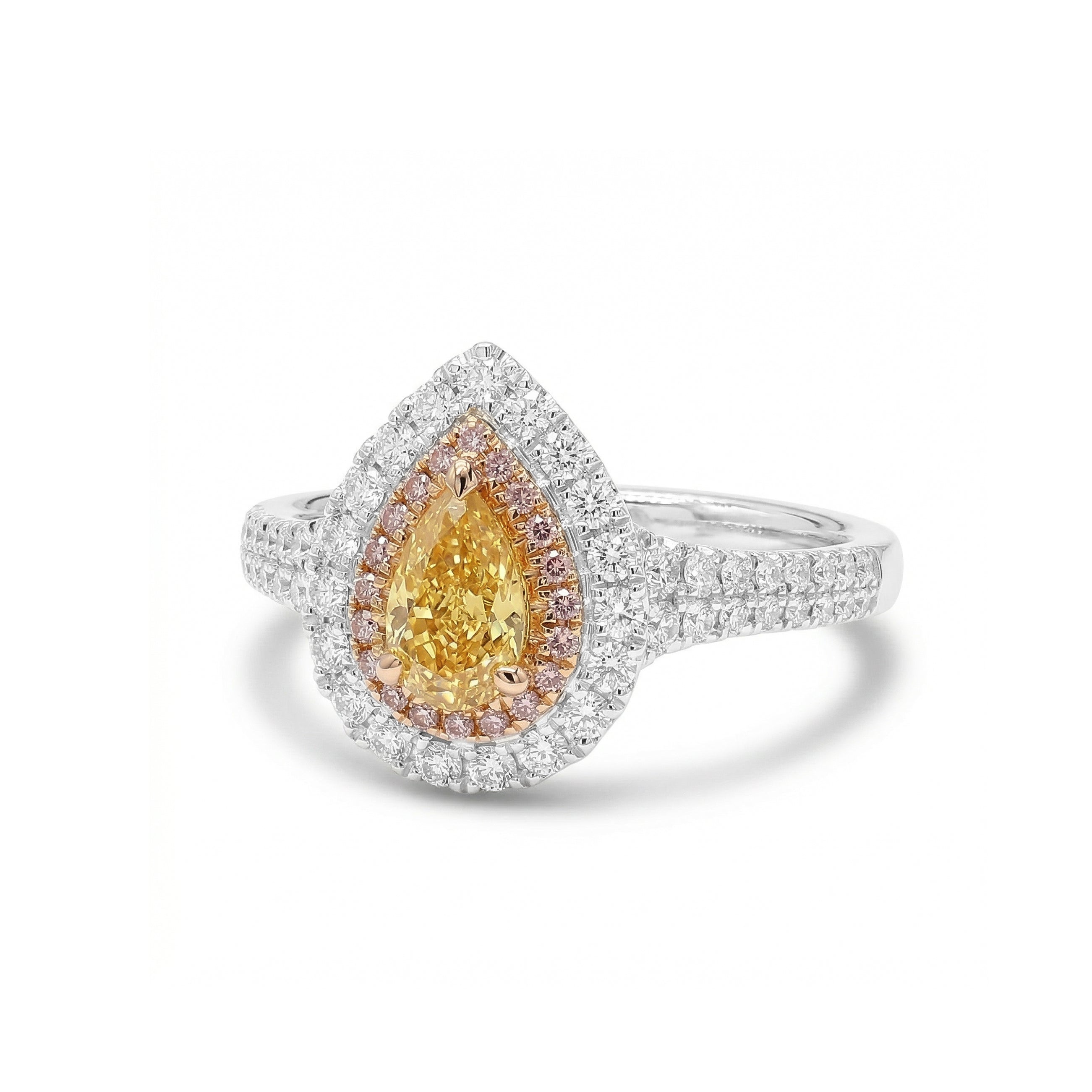 Natural Orange Pear Diamond Ring GIA Certified