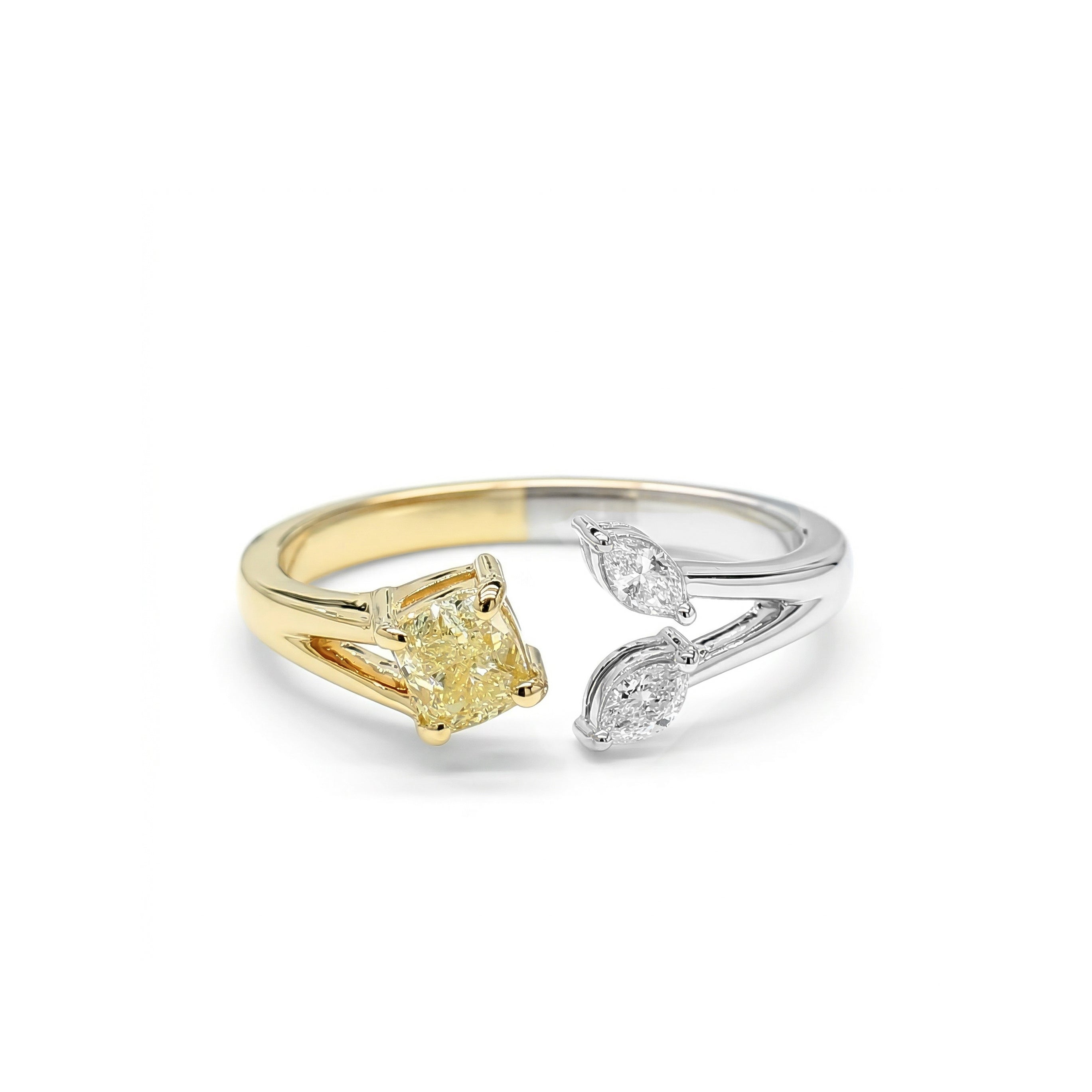 Natural Yellow Cushion Diamond Ring | GIA Certified