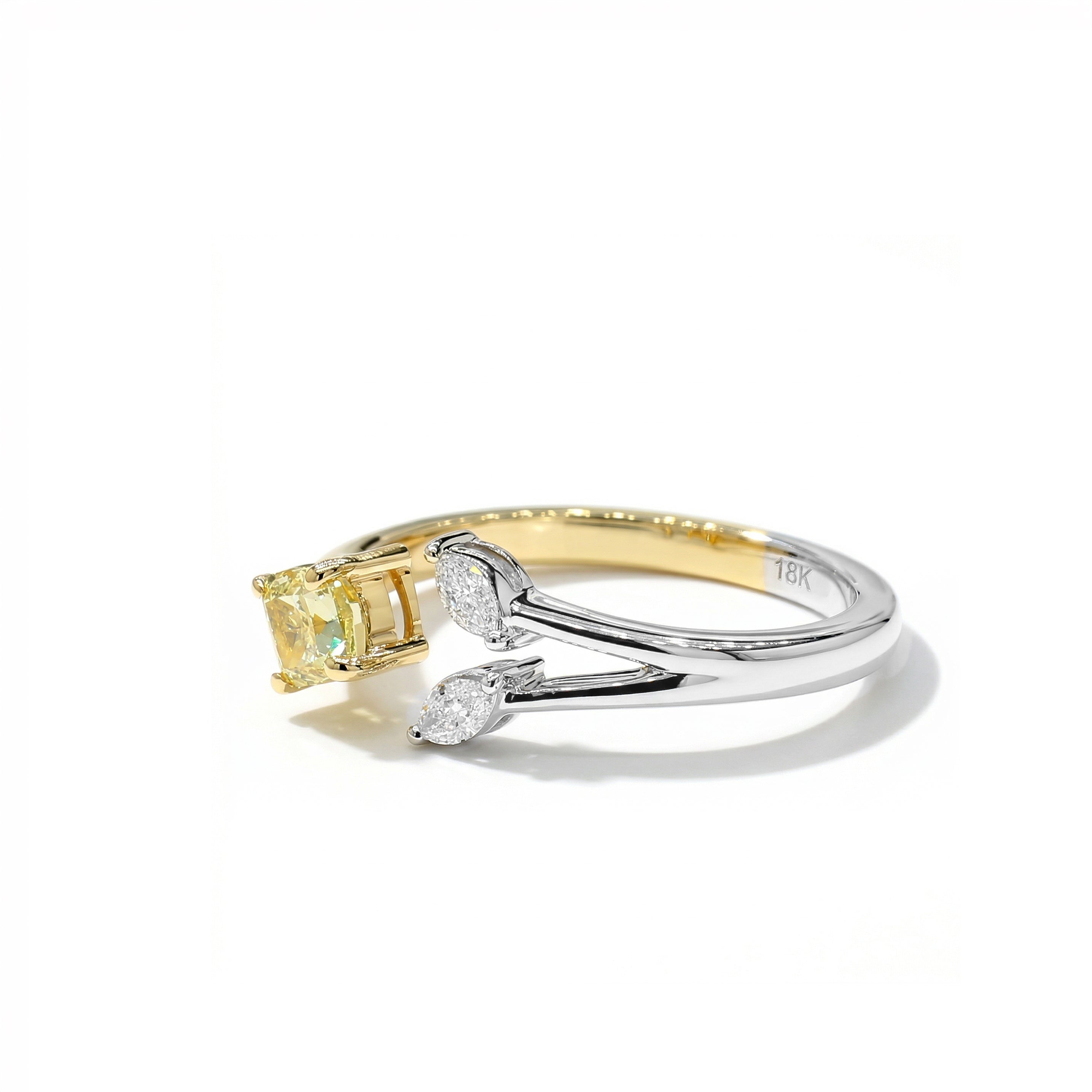 Natural Yellow Cushion Diamond Ring | GIA Certified