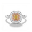 Natural Orange Asscher Diamond Halo Ring | GIA Certified