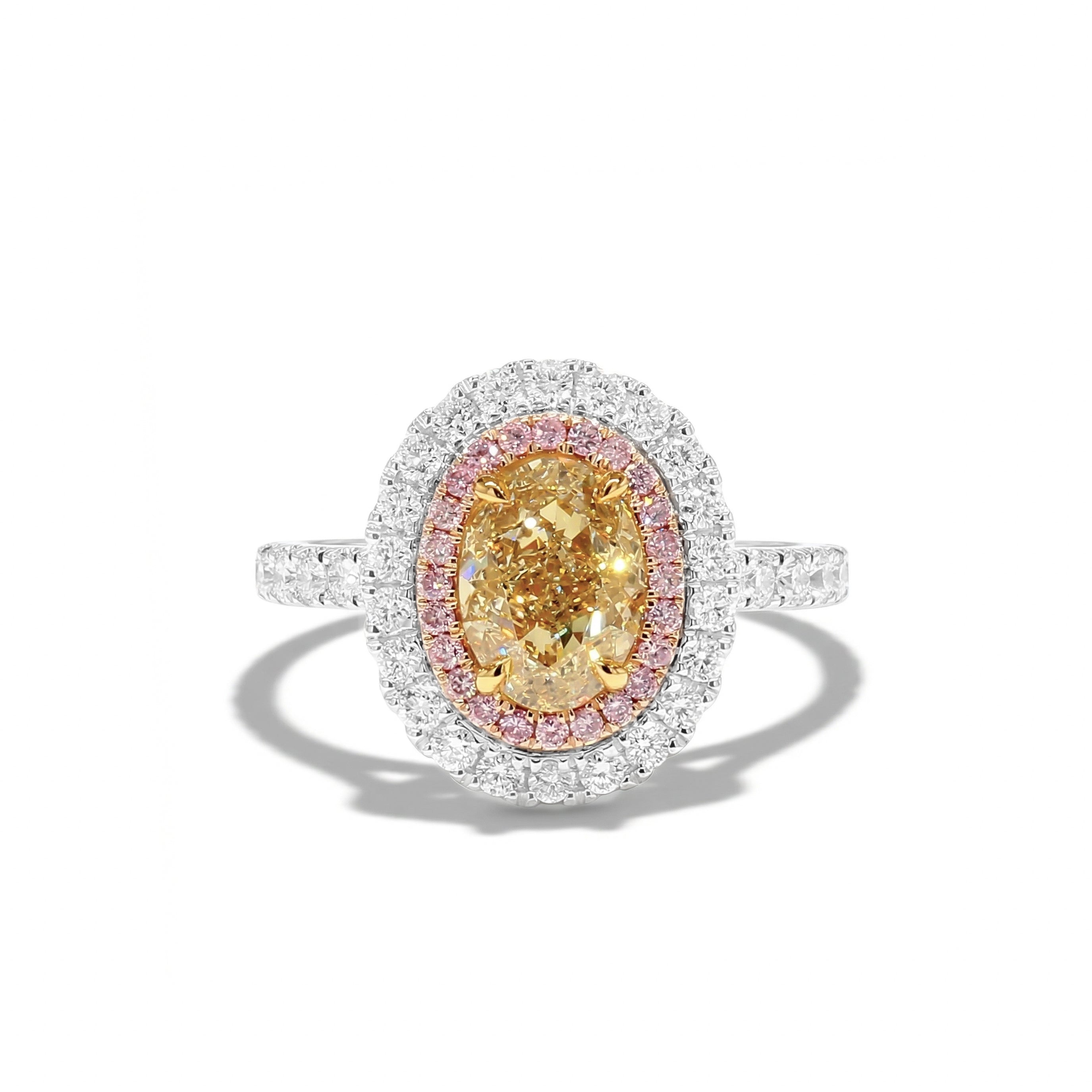 Natural Yellow Oval Diamond Ring GIA Certified