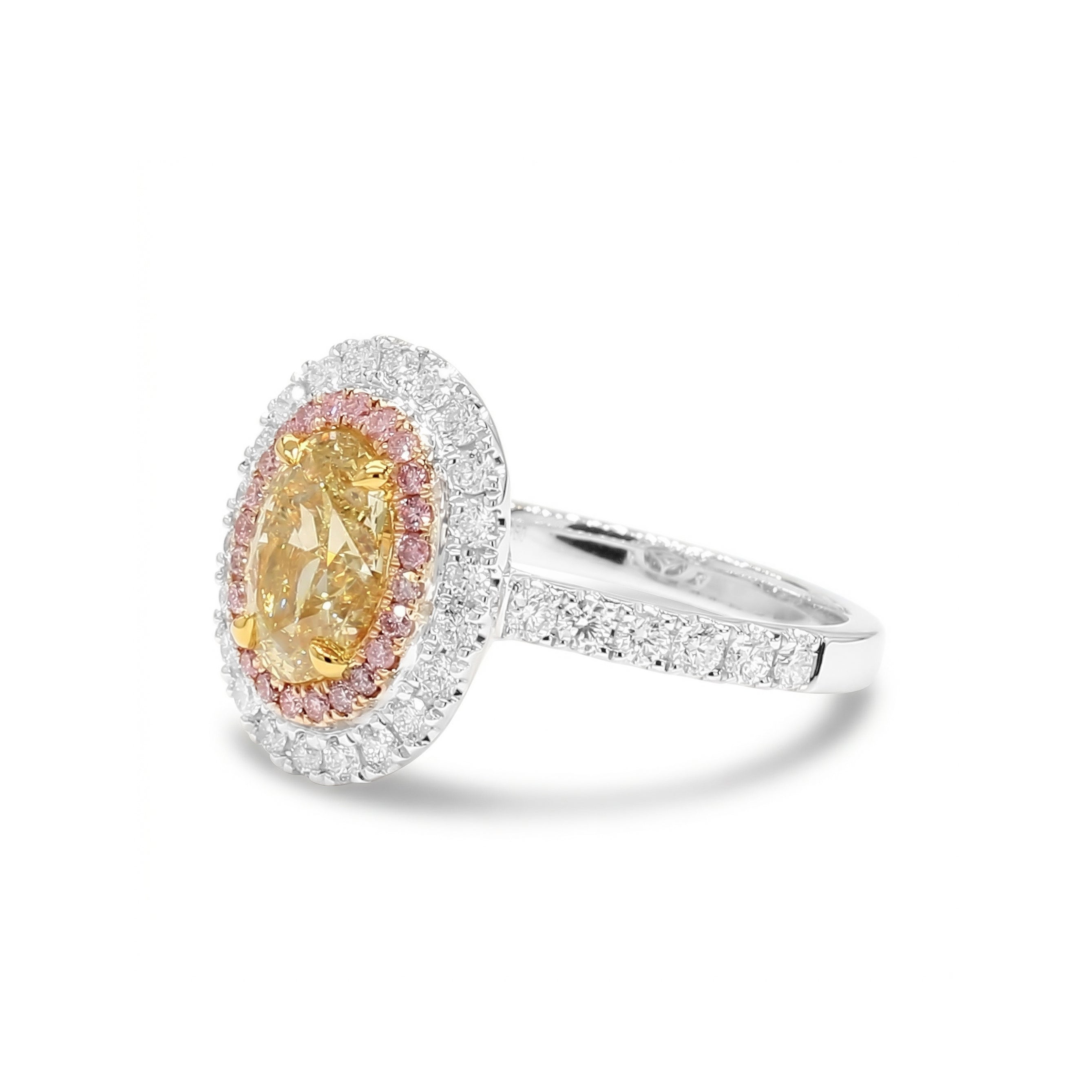 Natural Yellow Oval Diamond Ring GIA Certified