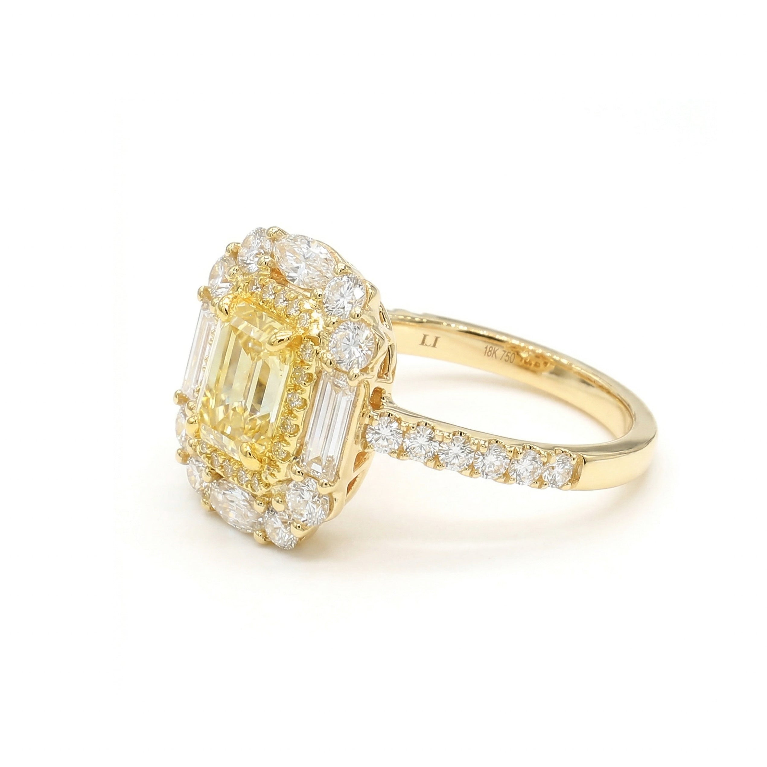 Natural Yellow Cushion Diamond Halo Ring | GIA Certified