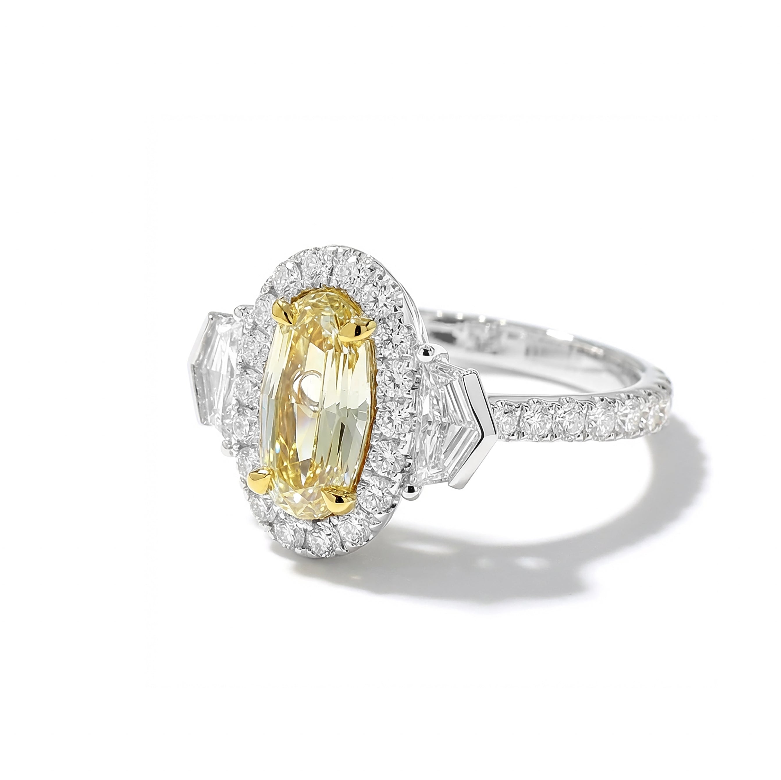 Natural Yellow Oval Diamond Halo Ring | GIA Certified
