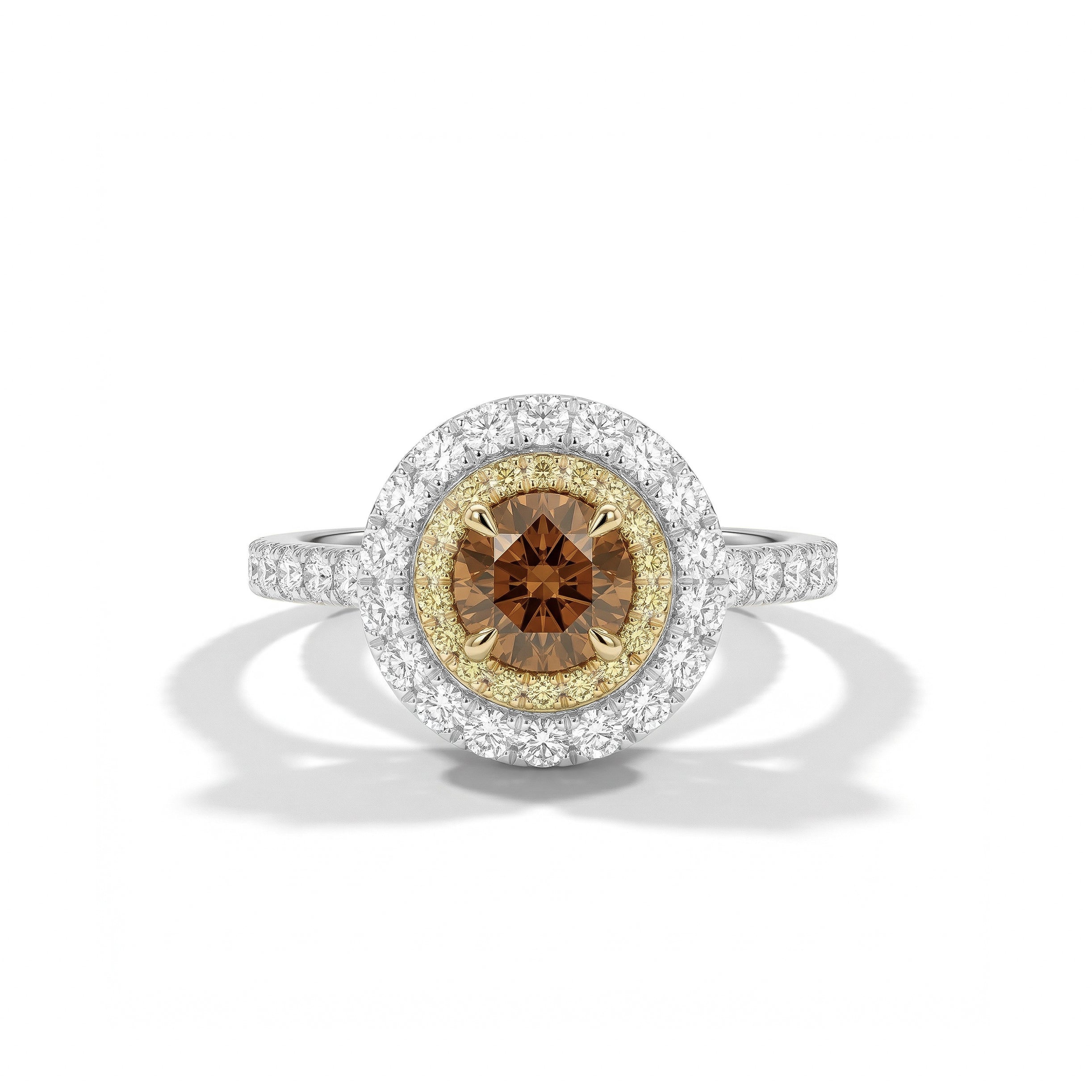 Natural Orange Round Diamond Halo Ring | GIA Certified