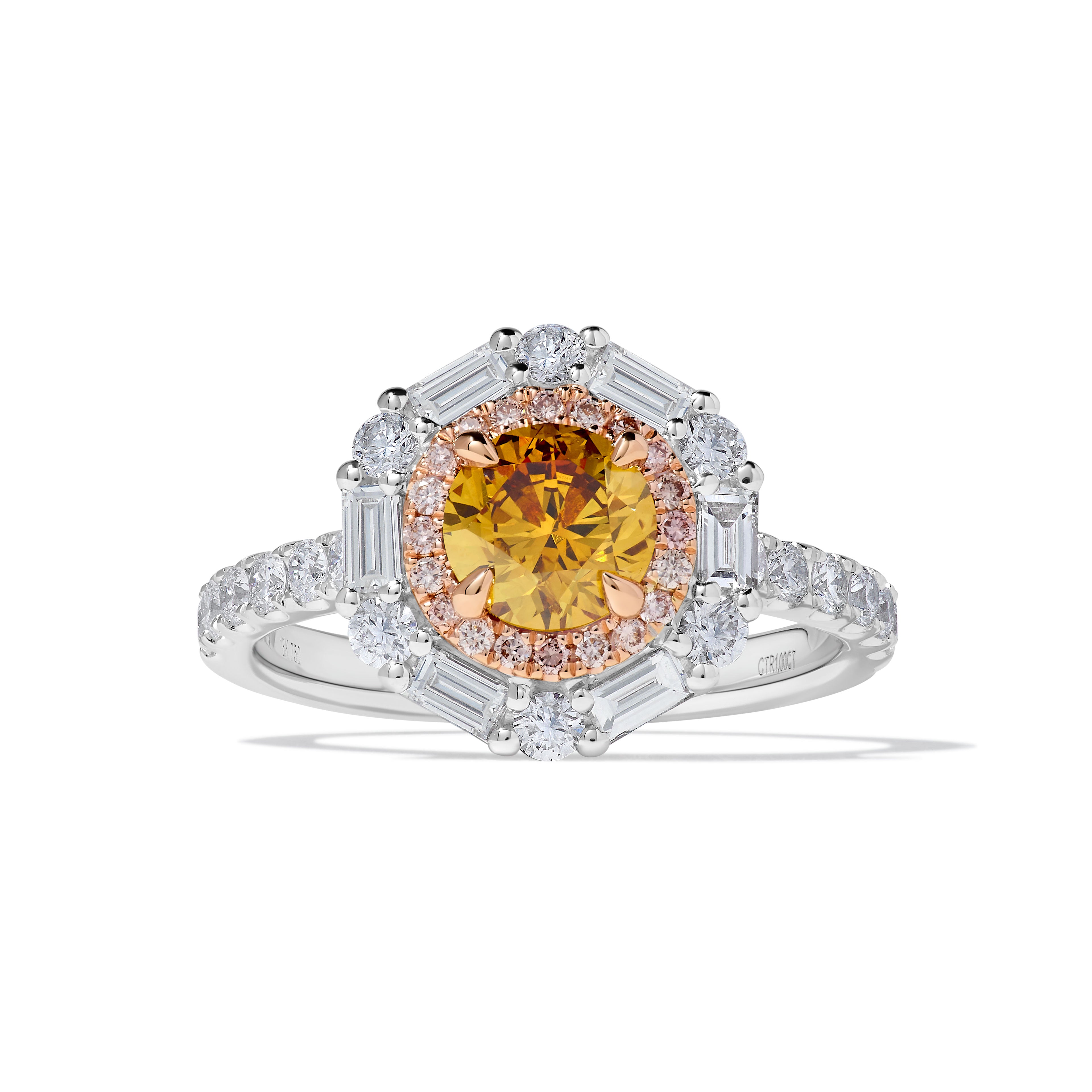 Natural Orange Round Diamond Ring GIA Certified product image 1