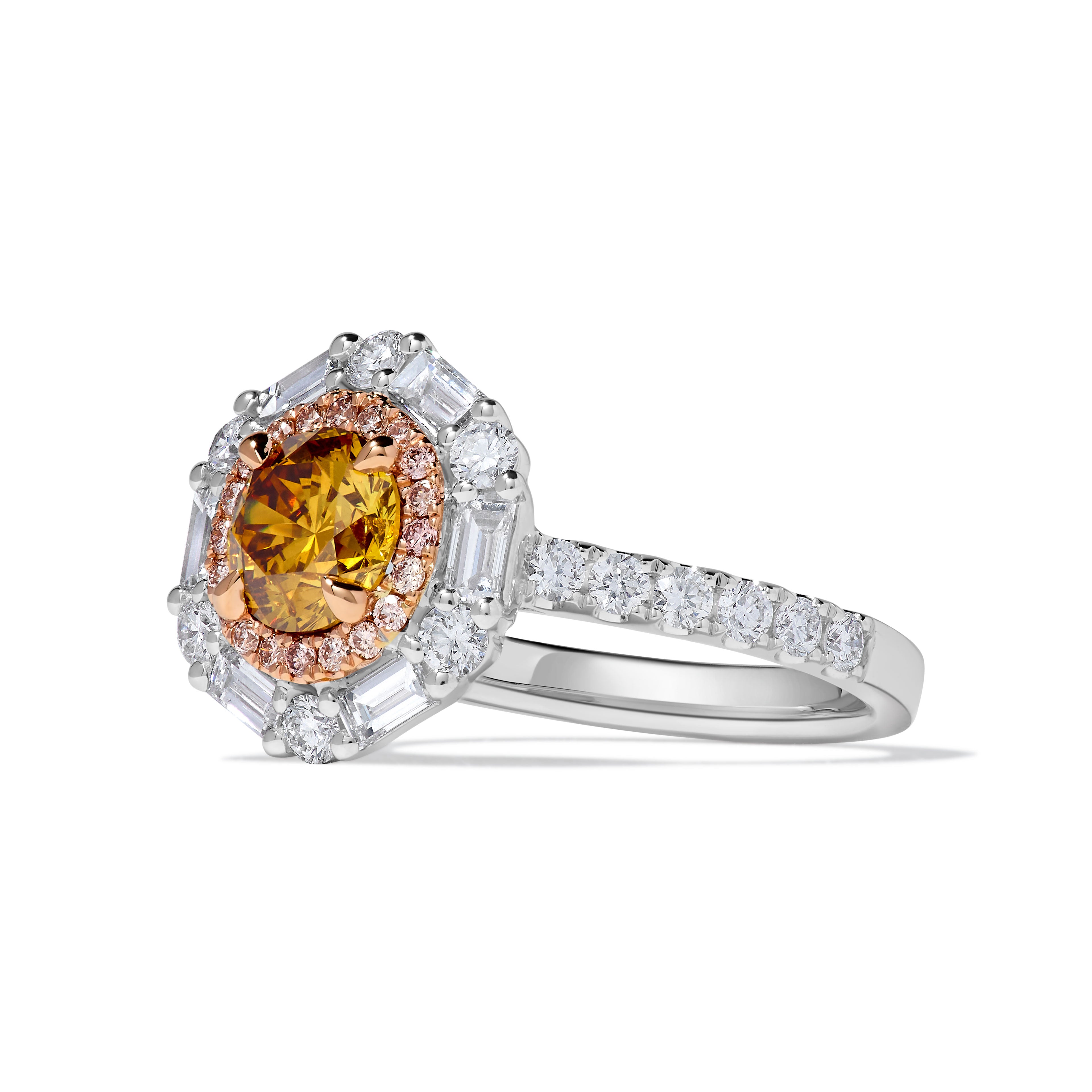 Natural Orange Round Diamond Ring GIA Certified product image 2