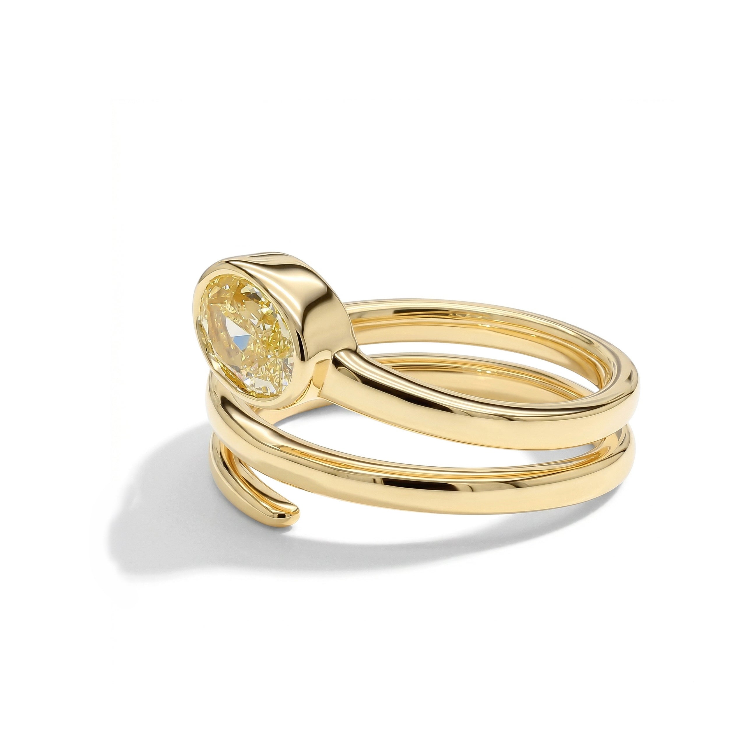 Natural Yellow Oval Diamond Spiral Ring | GIA Certified