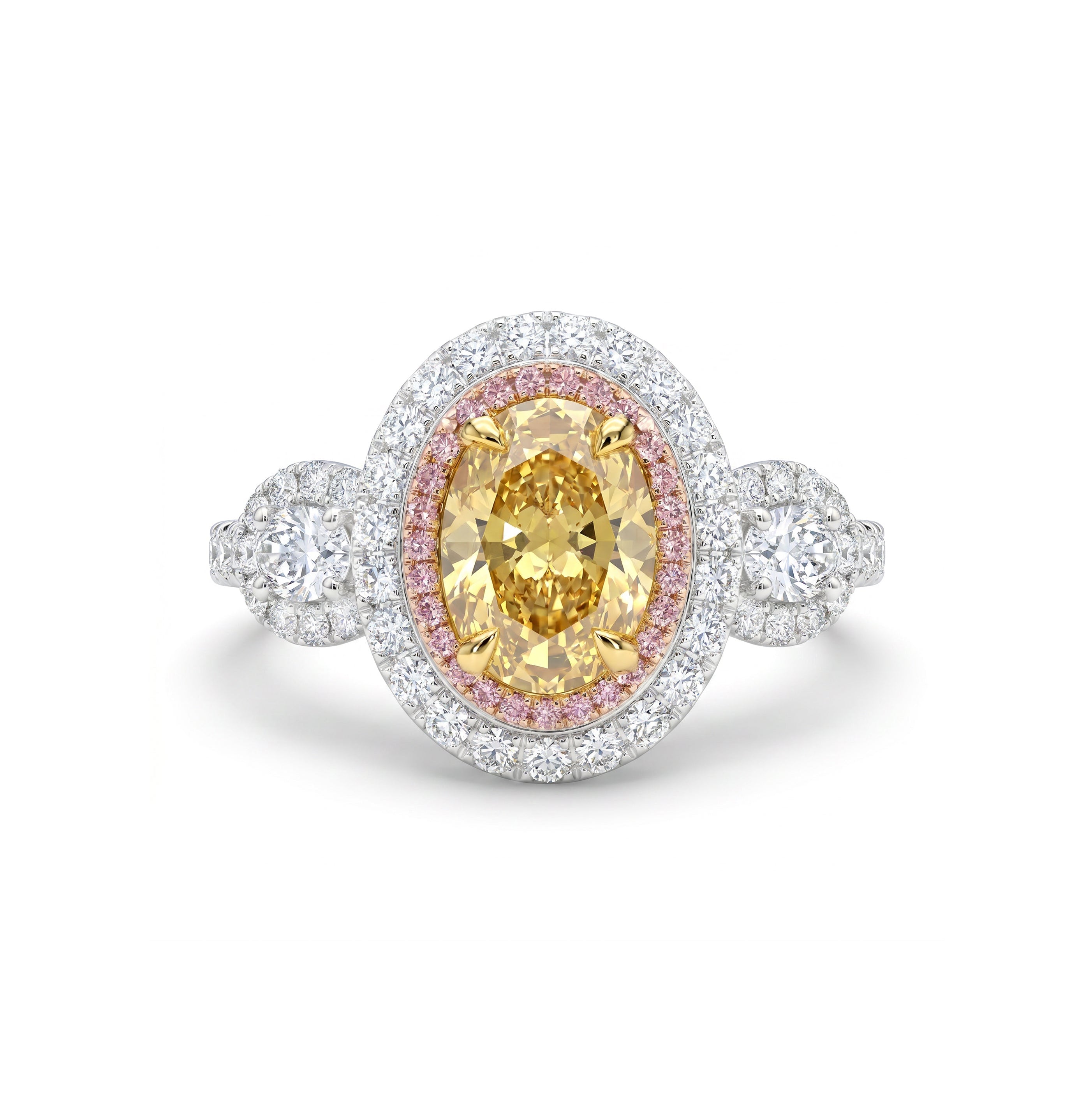 Natural Yellow Oval Diamond Halo Ring | GIA CERTIFIED