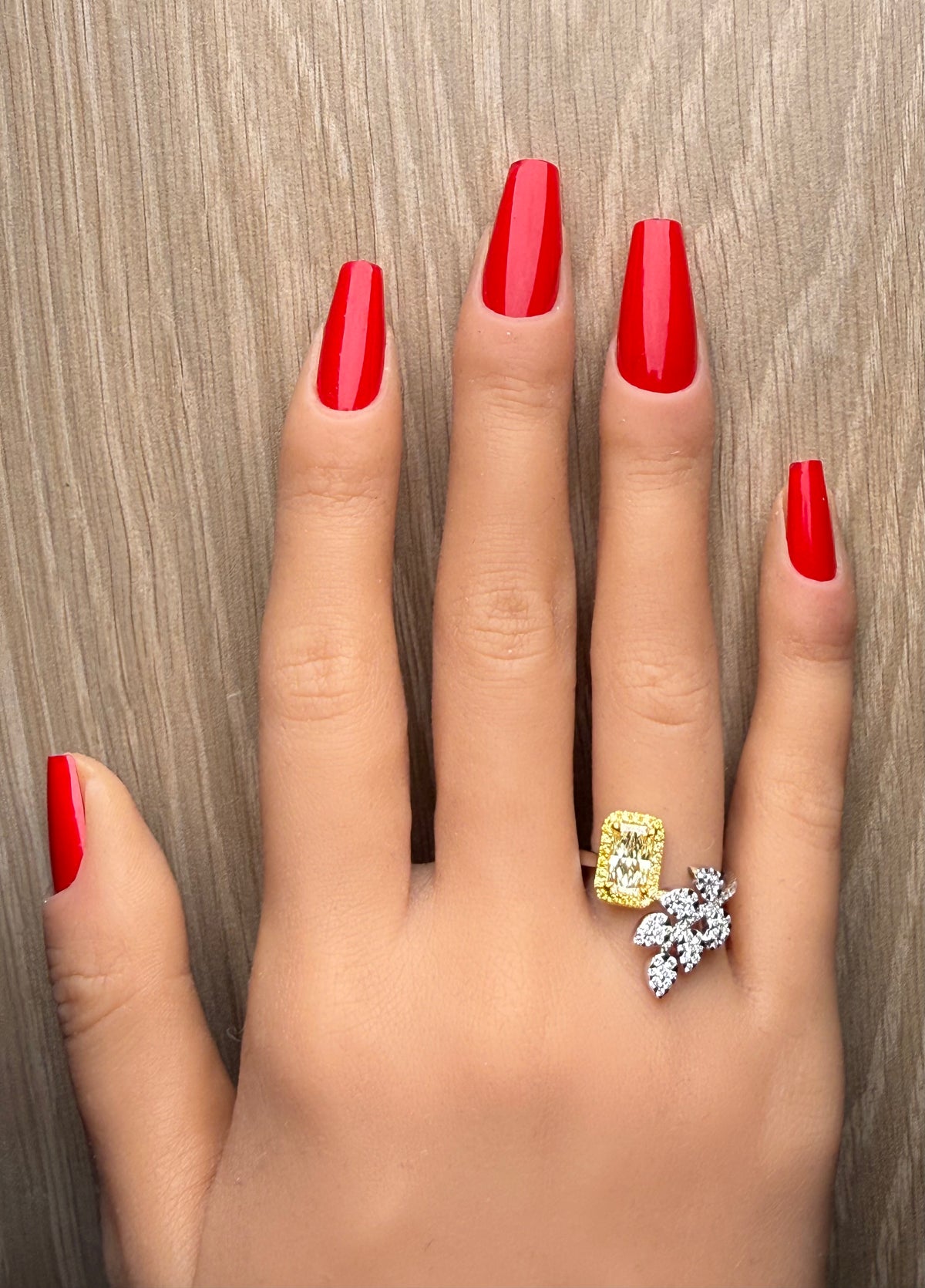 Natural Yellow Radiant Diamond Ring | GIA Certified