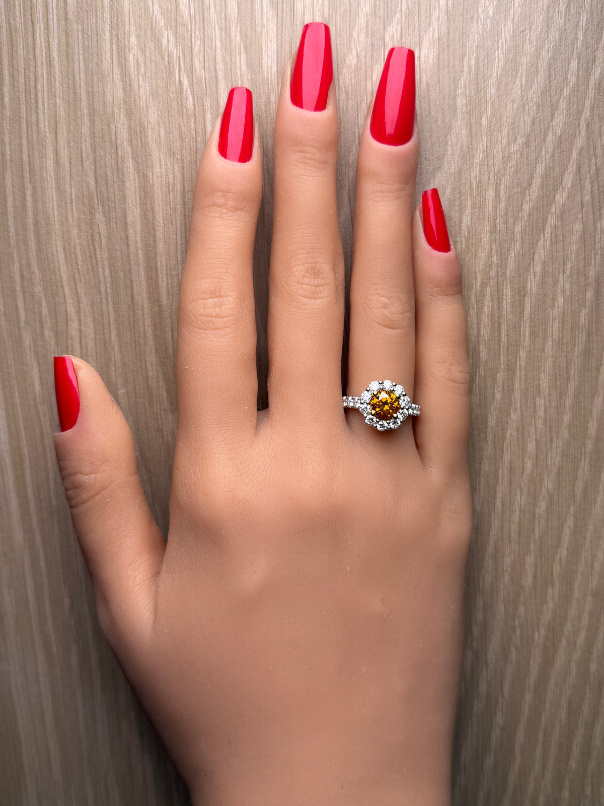 Natural Orange Round Diamond Ring | GIA Certified