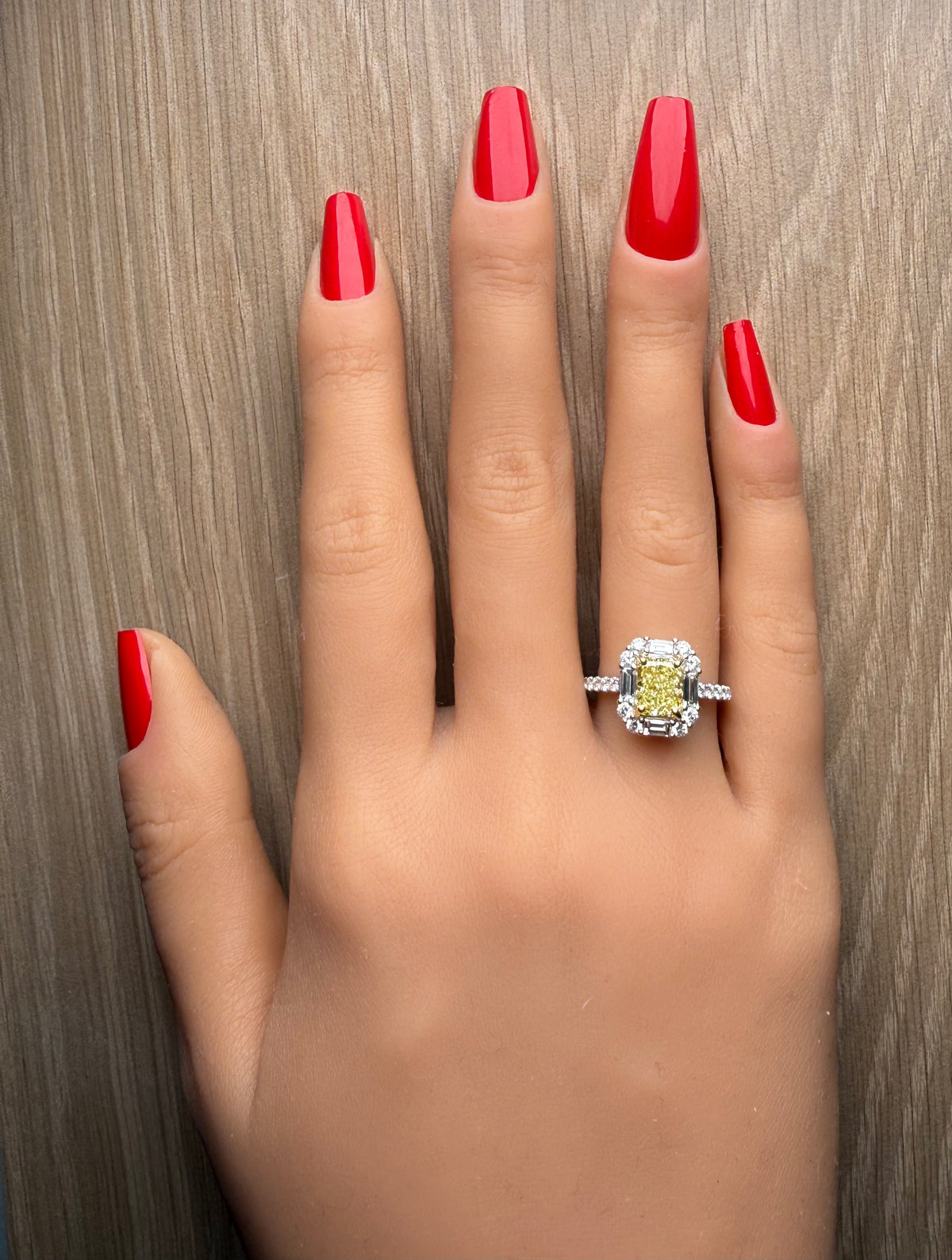 Natural Yellow Radiant Diamond Ring | GIA Certified