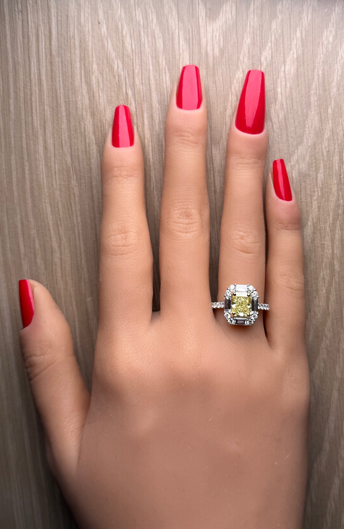 Natural Yellow Radiant Diamond Ring | GIA Certified