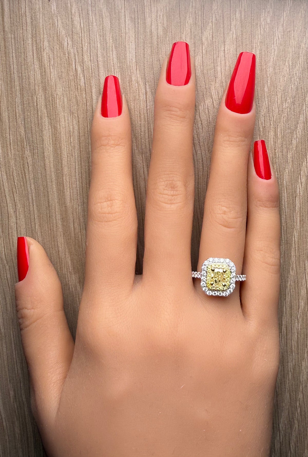 Natural Yellow Radiant Diamond Ring | GIA Certified