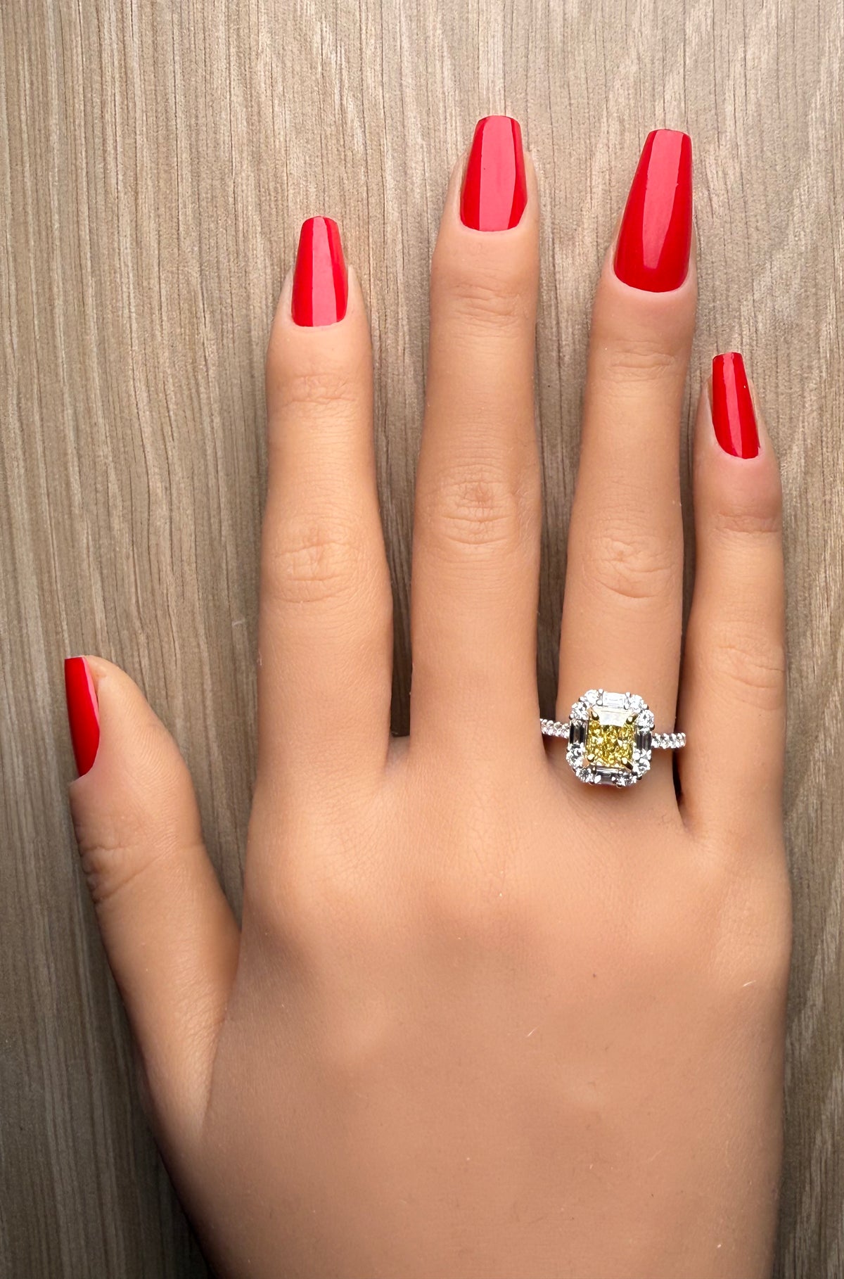 Natural Yellow Radiant Diamond Ring | GIA Certified